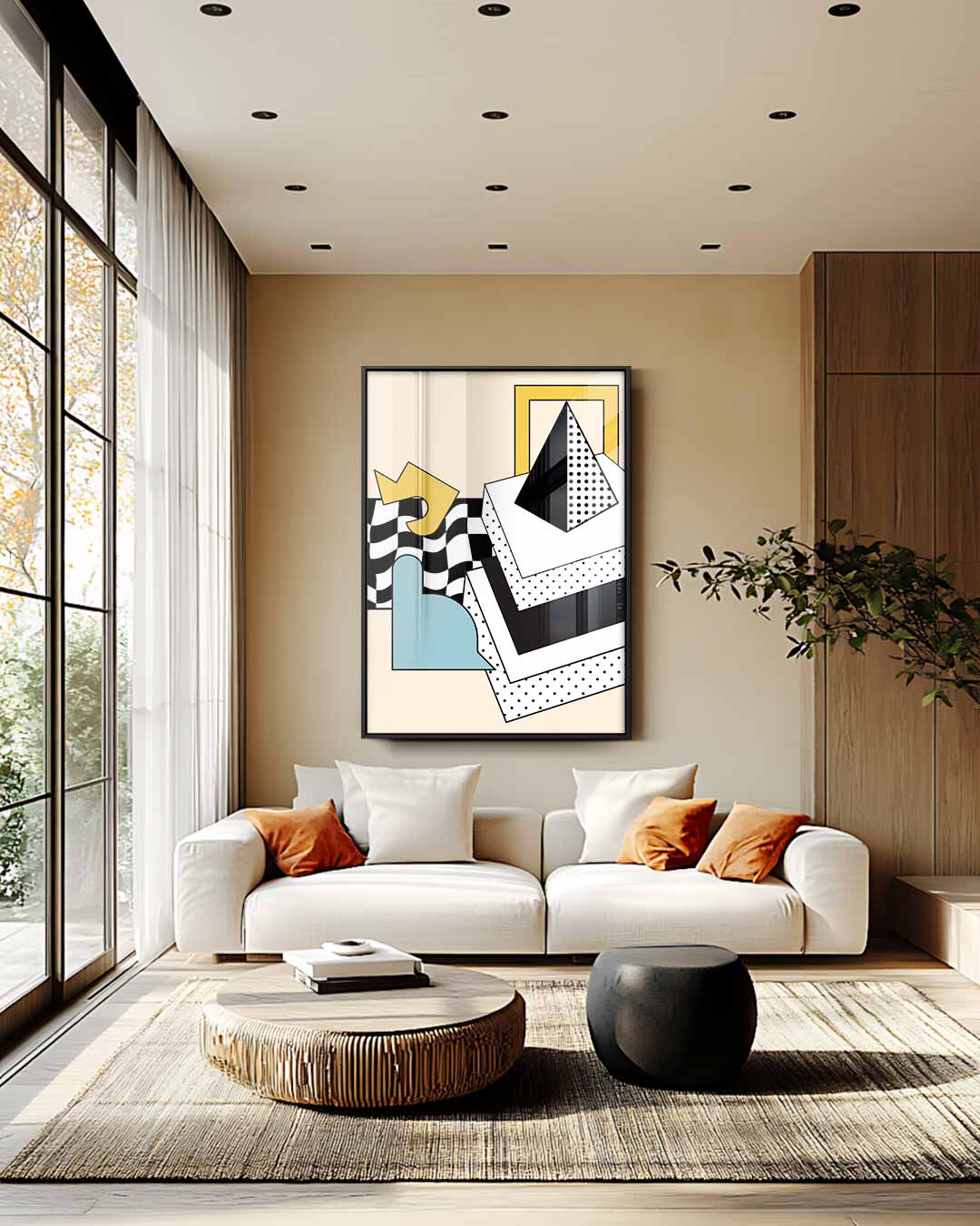 Vrolijke Geometrie – staande wandkunst voor woonkamer of interieur