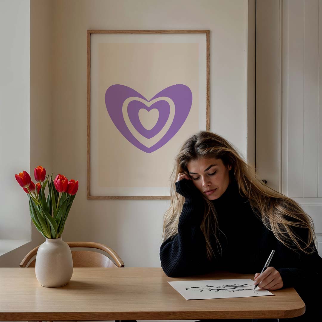 Lieve Lagen Hart – staande muurposter voor een modern interieur