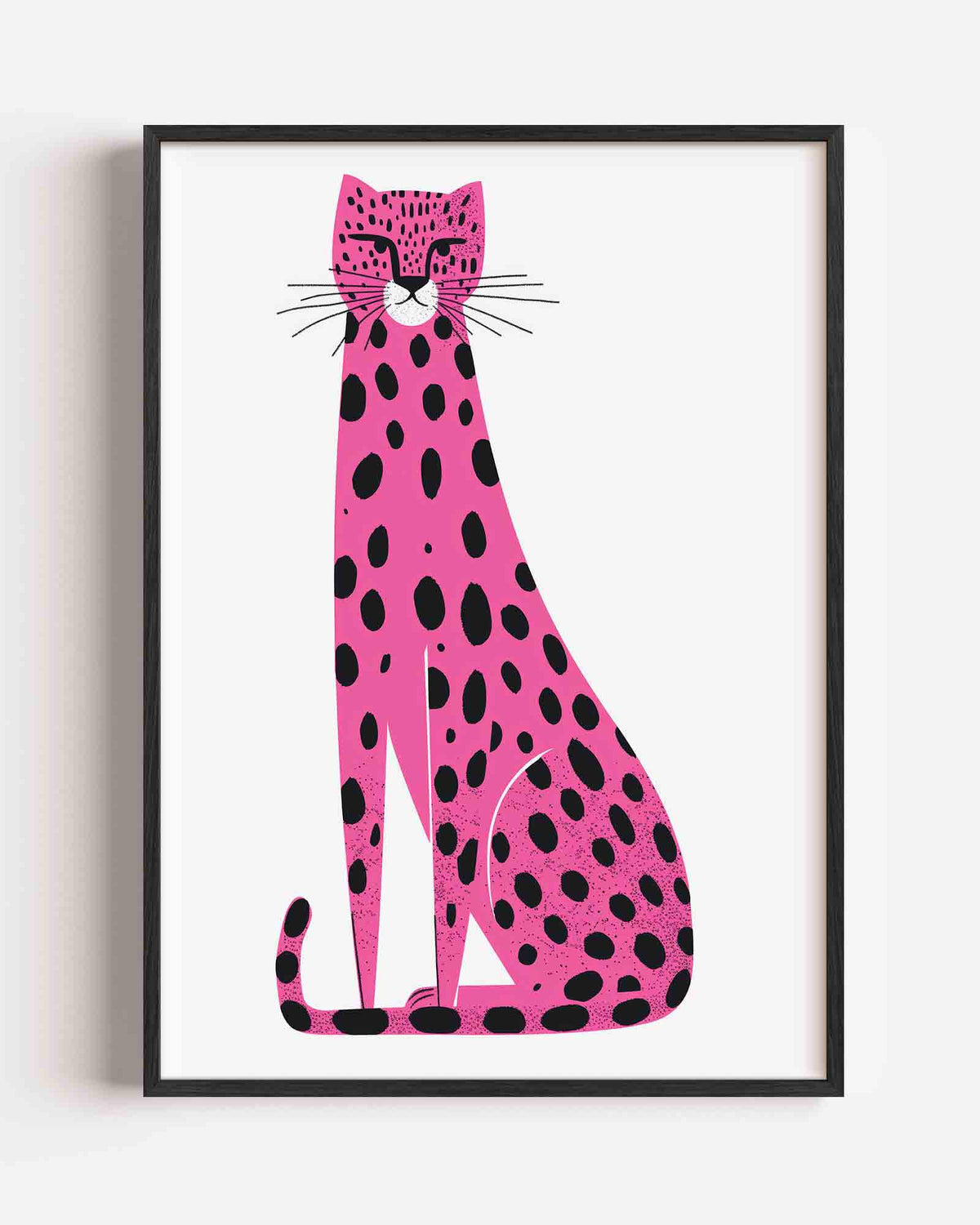Roze luipaard – kids portret poster als wanddecoratie