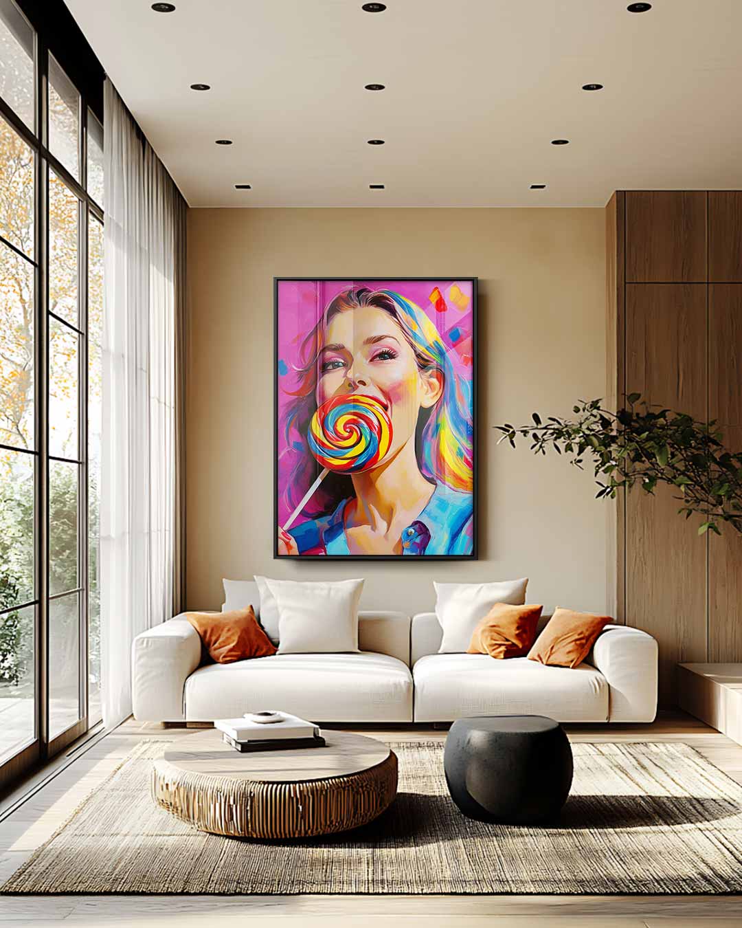 Kleurrijke Lolly Liefde – staand kunstwerk voor modern interieur