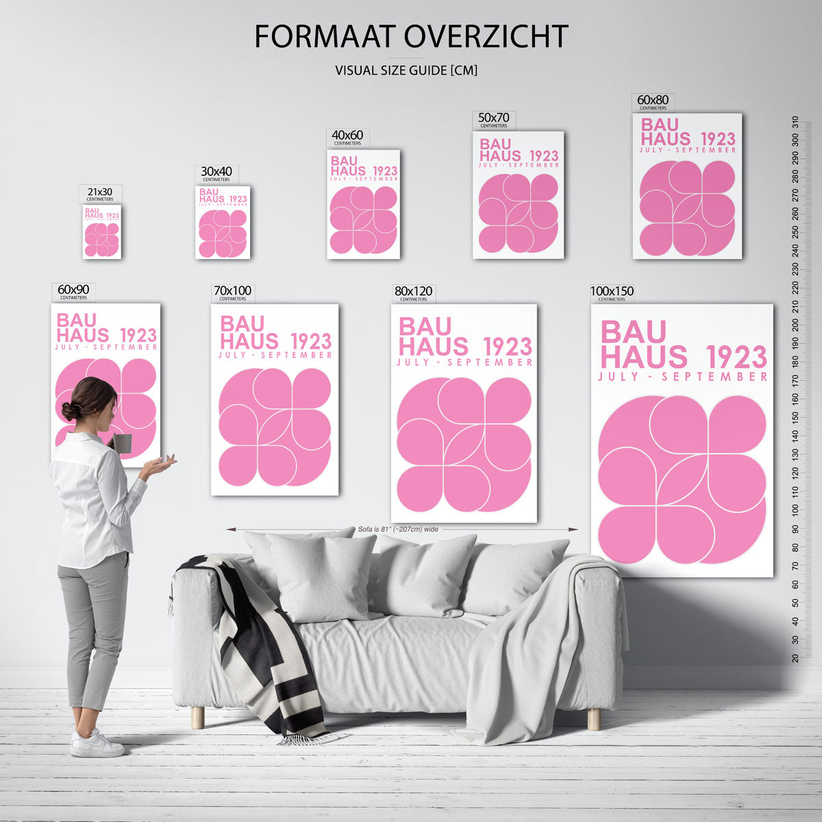 Roze cirkelpatronen – geometrische poster in Bauhaus-stijl van WallArtistic