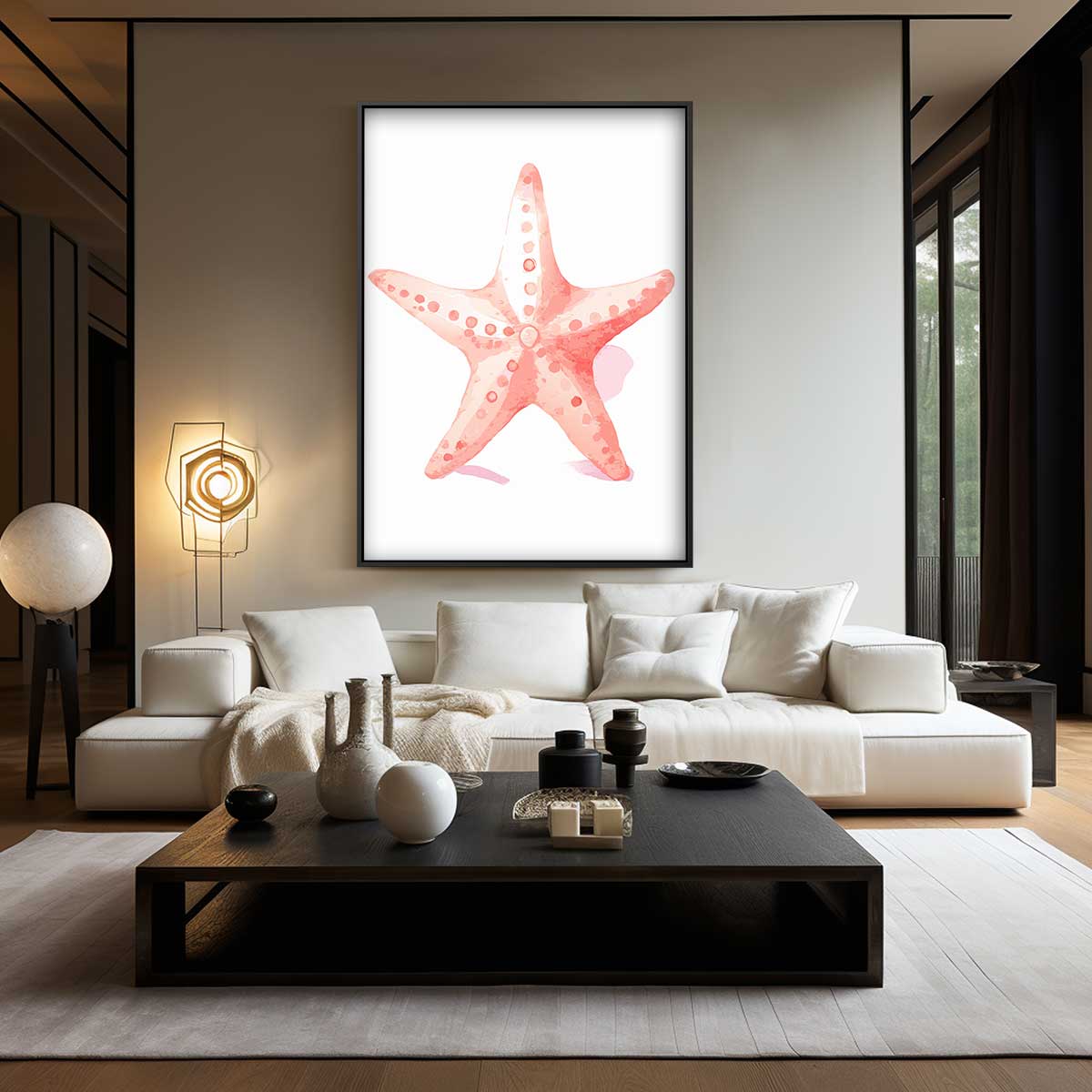 Zachte Zeester Illustratie – kunstwerk met zwarte baklijst