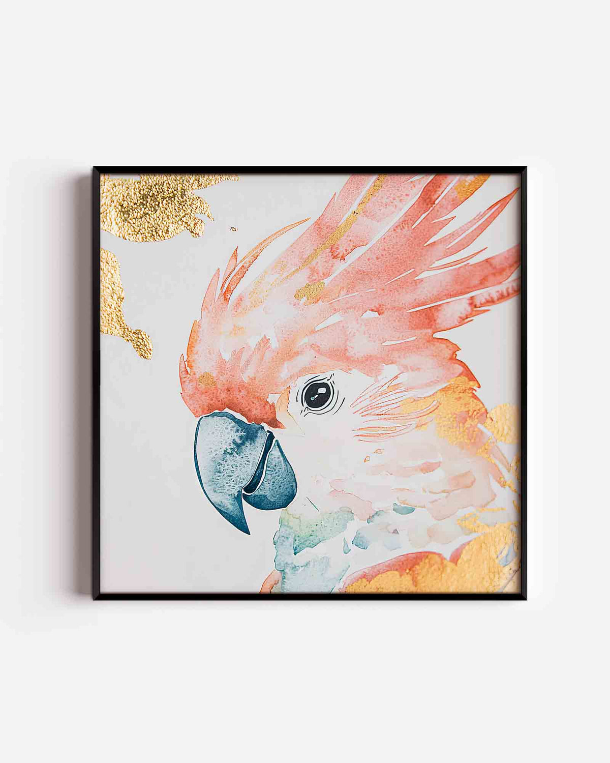 Papegaai met gouden accenten – vierkante dierenposter als wanddecoratie