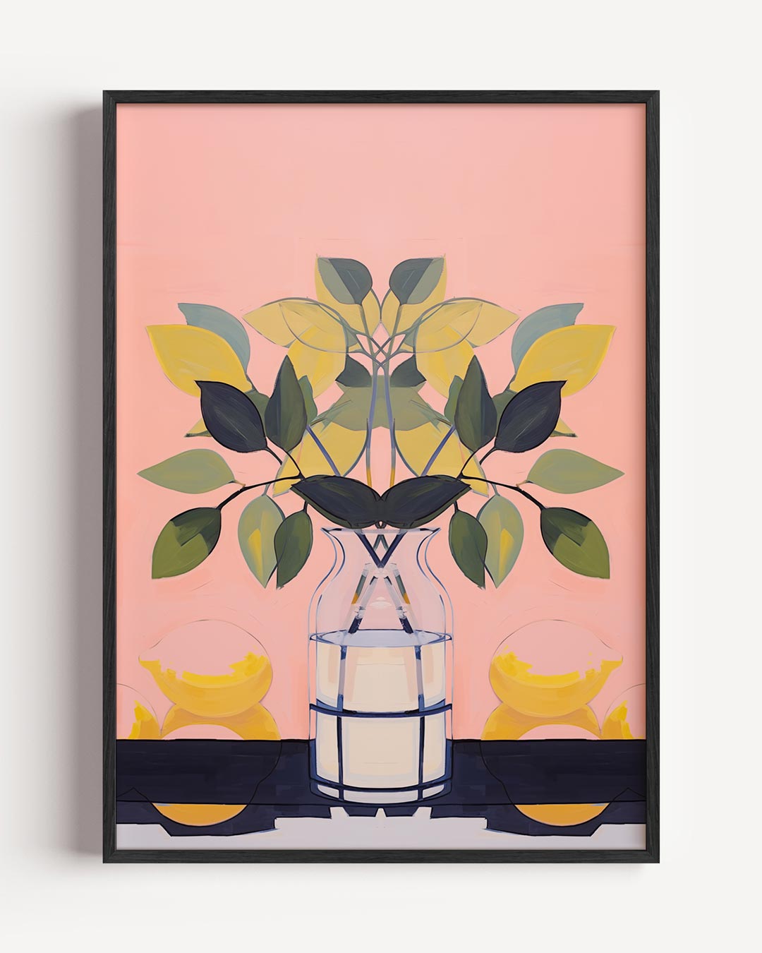 Vrolijke Vaas met Bladeren – keuken portret poster als wanddecoratie