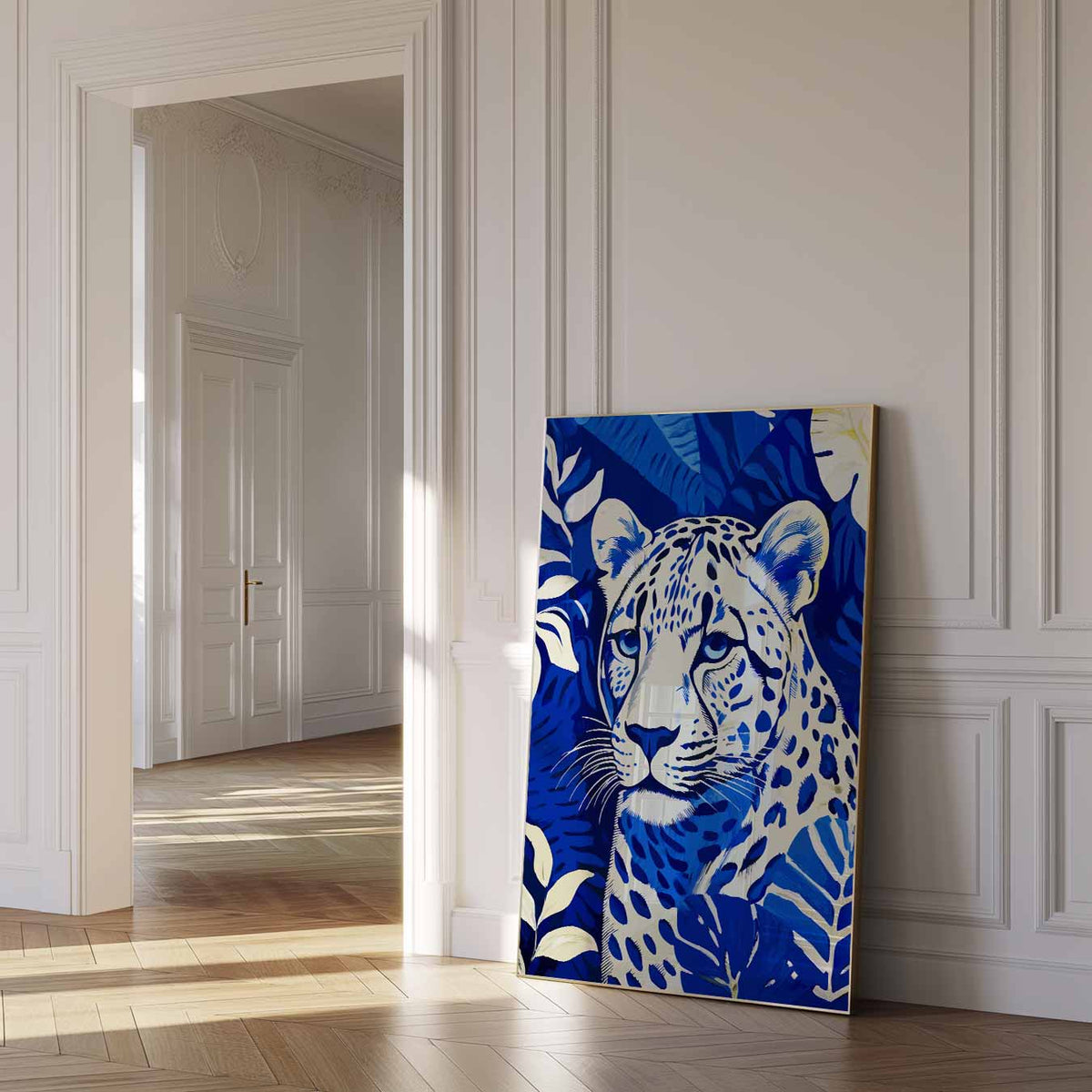 Wondere Wereld van de Luipaard – dierenposter als moderne staande wanddecoratie