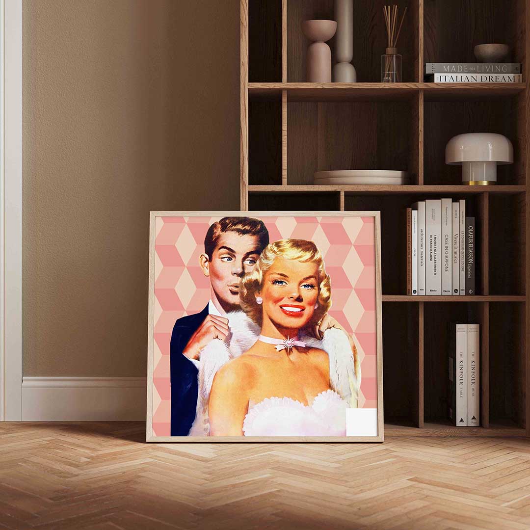 Retro koppel – kleurrijke Pop Art poster in vierkant formaat