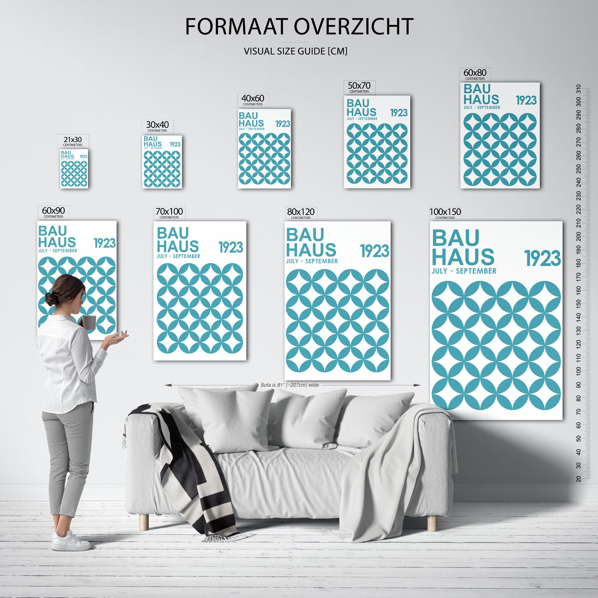 Cirkelpatroon en tekst – geometrische poster in Bauhaus-stijl van WallArtistic