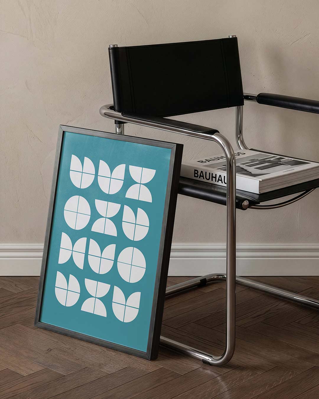 Vormritme en balans – staande Bauhaus poster voor aan de muur