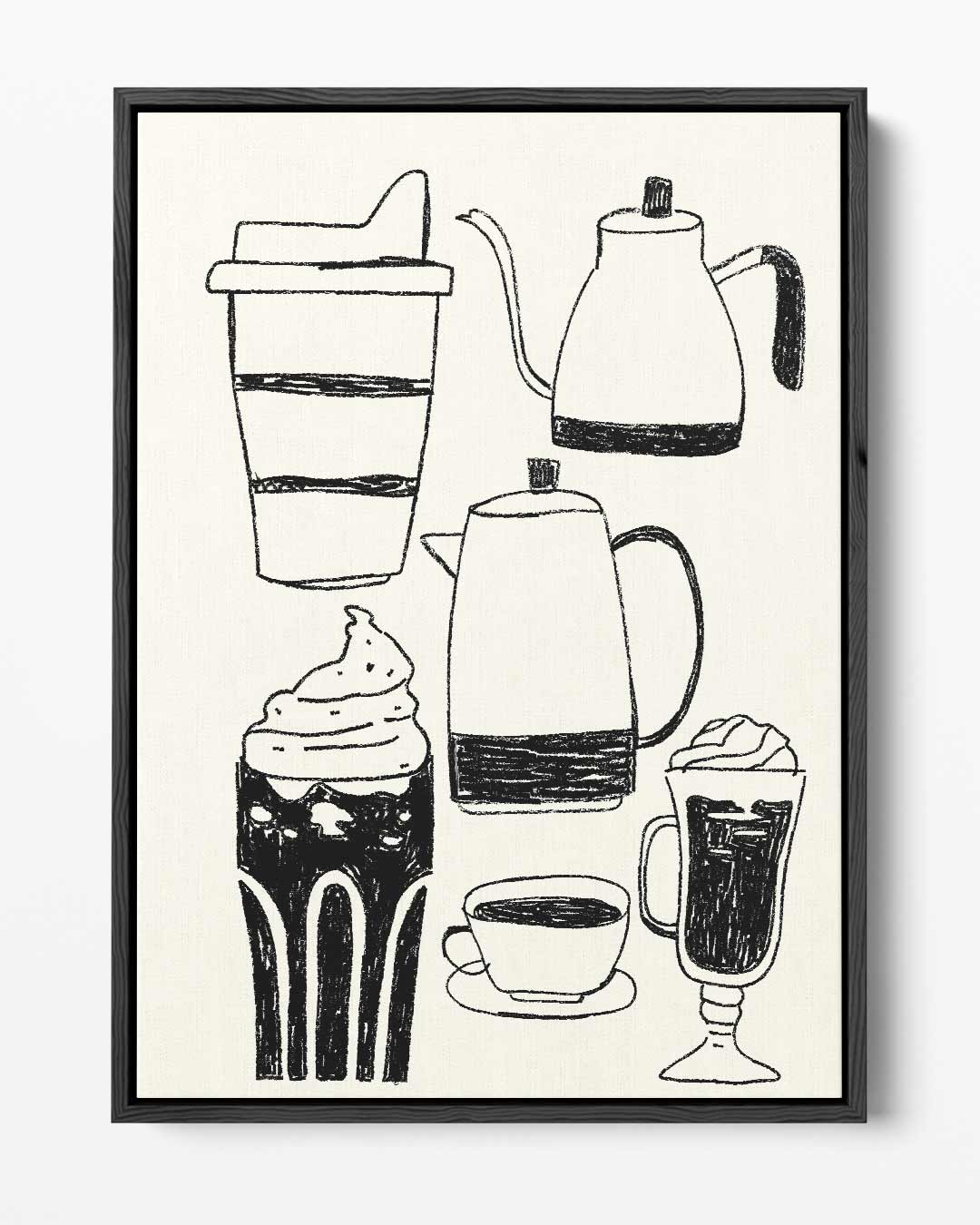 Koffieplezier in Lijnkunst – portret kunstwerk als wanddecoratie