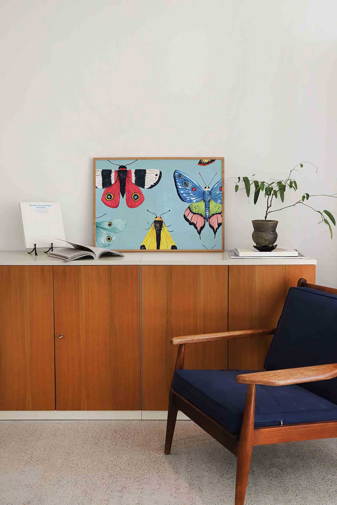 Gekleurde vlinders – liggende dieren wanddecoratie van WallArtistic