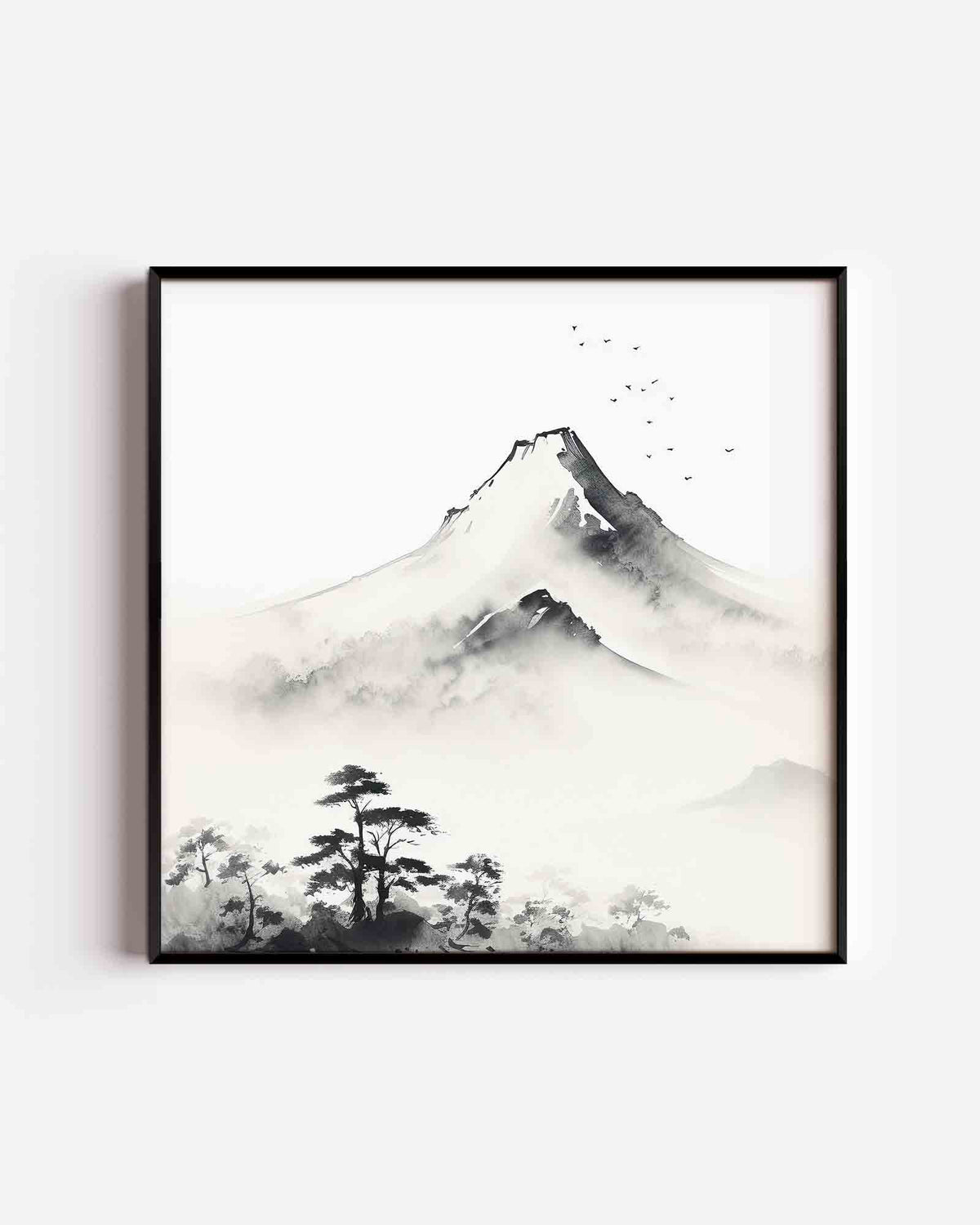 Berglandschap met mist – Aziatische vierkante poster als wanddecoratie