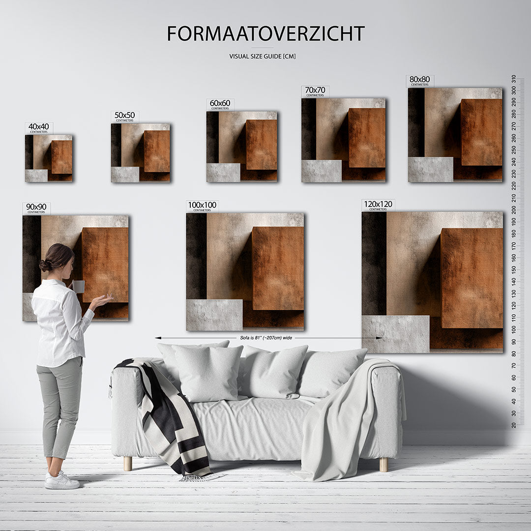 Geometrische textuur compositie kunstwerk – materiaalweergave – dit werk toont een spel van rechthoekige vormen in