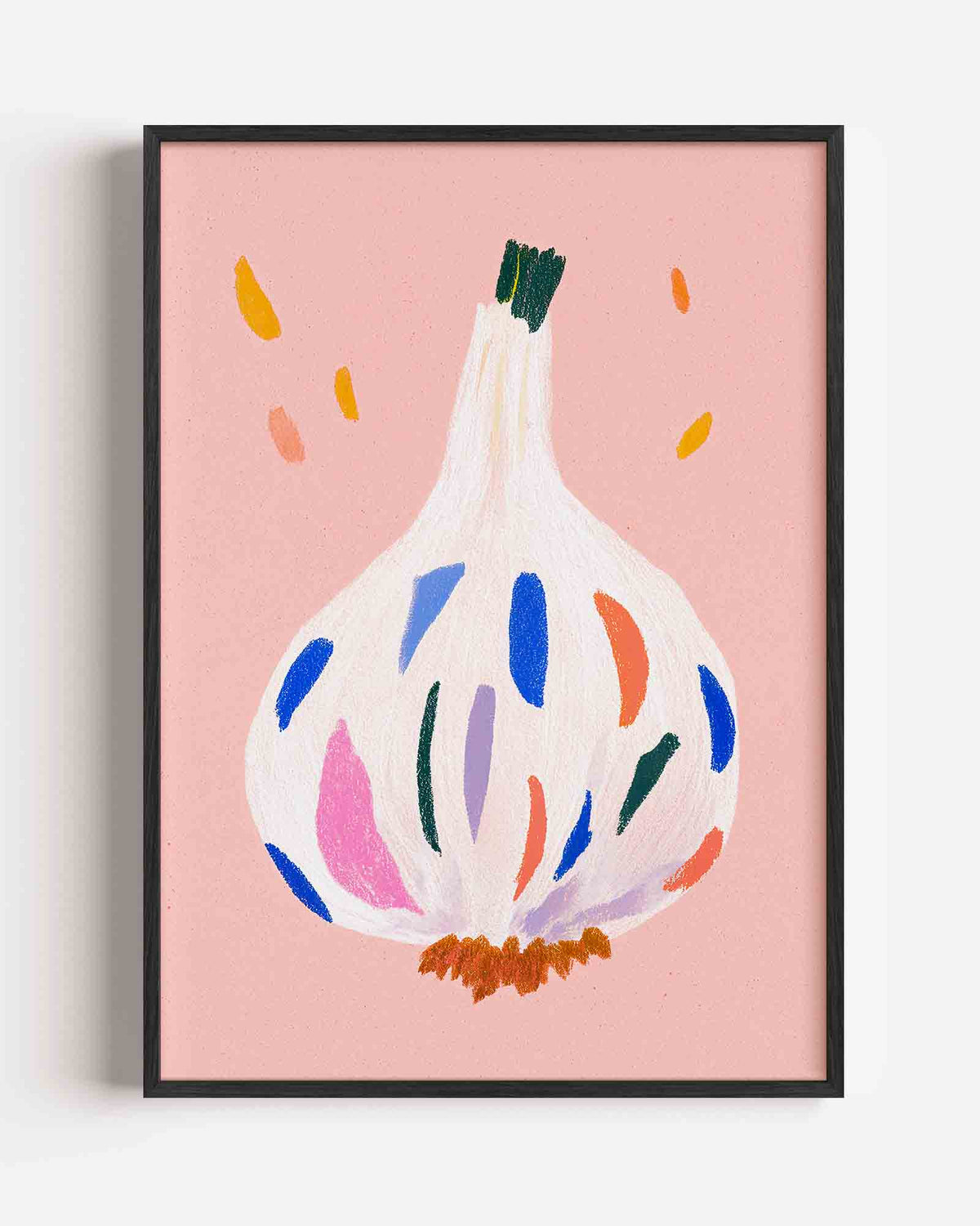 Gekleurde knoflook – keuken portret poster als wanddecoratie