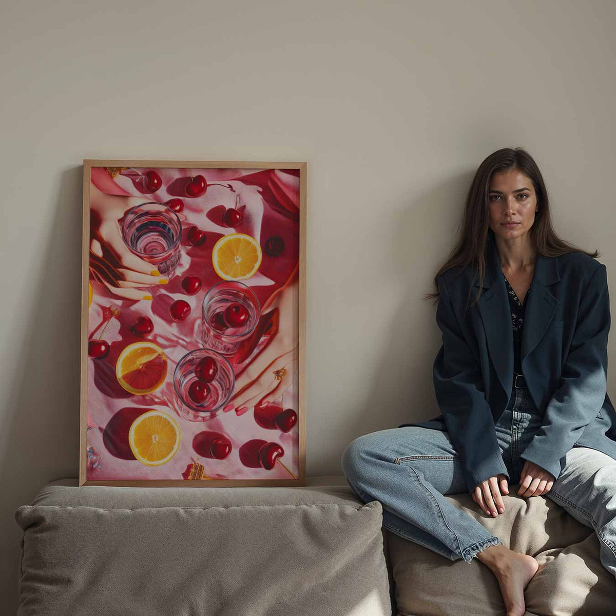 Zomerse Fruit Vibes – Streetart wandkunst als portret poster