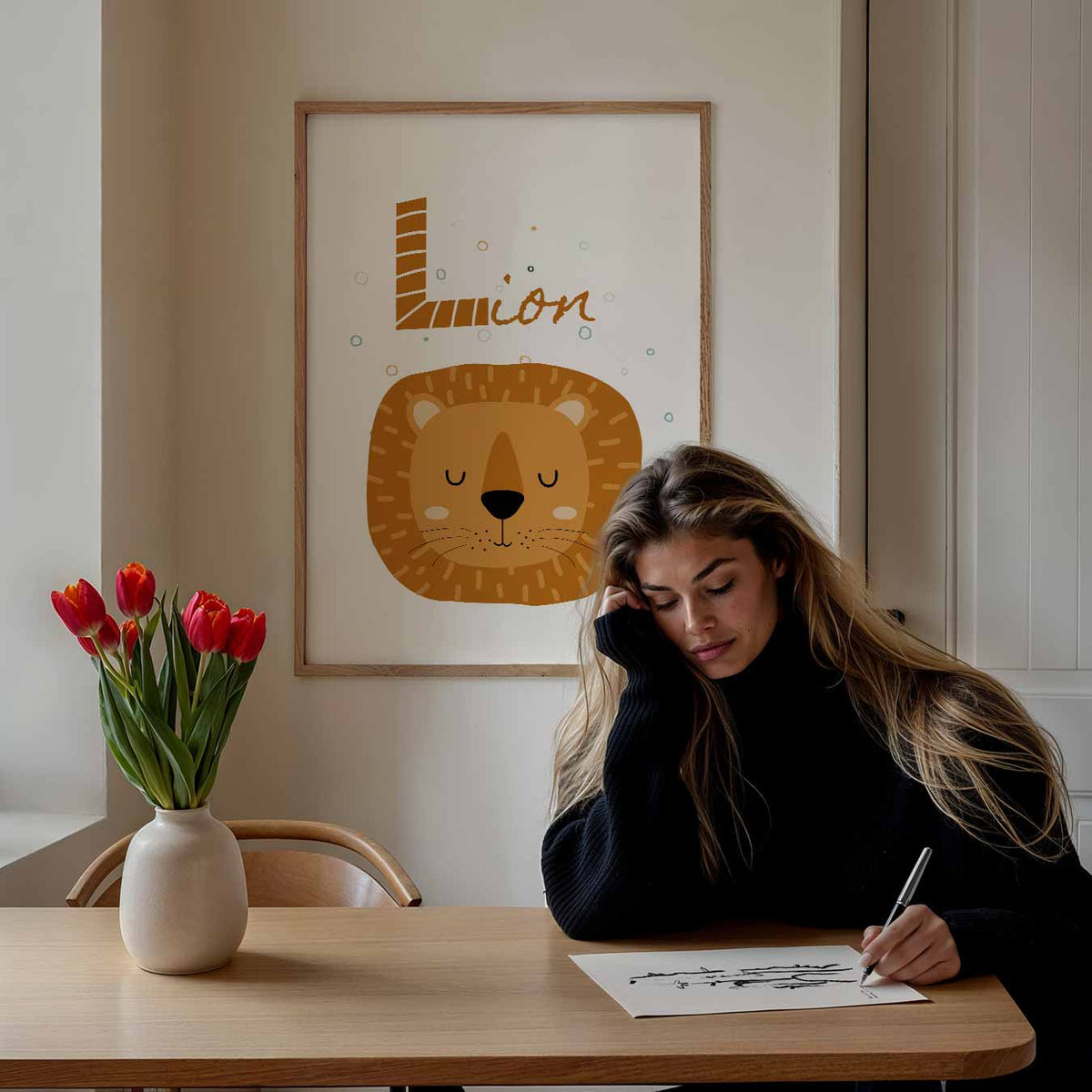 Slaap Zachte Leeuw – staande muurposter voor de kinderkamer