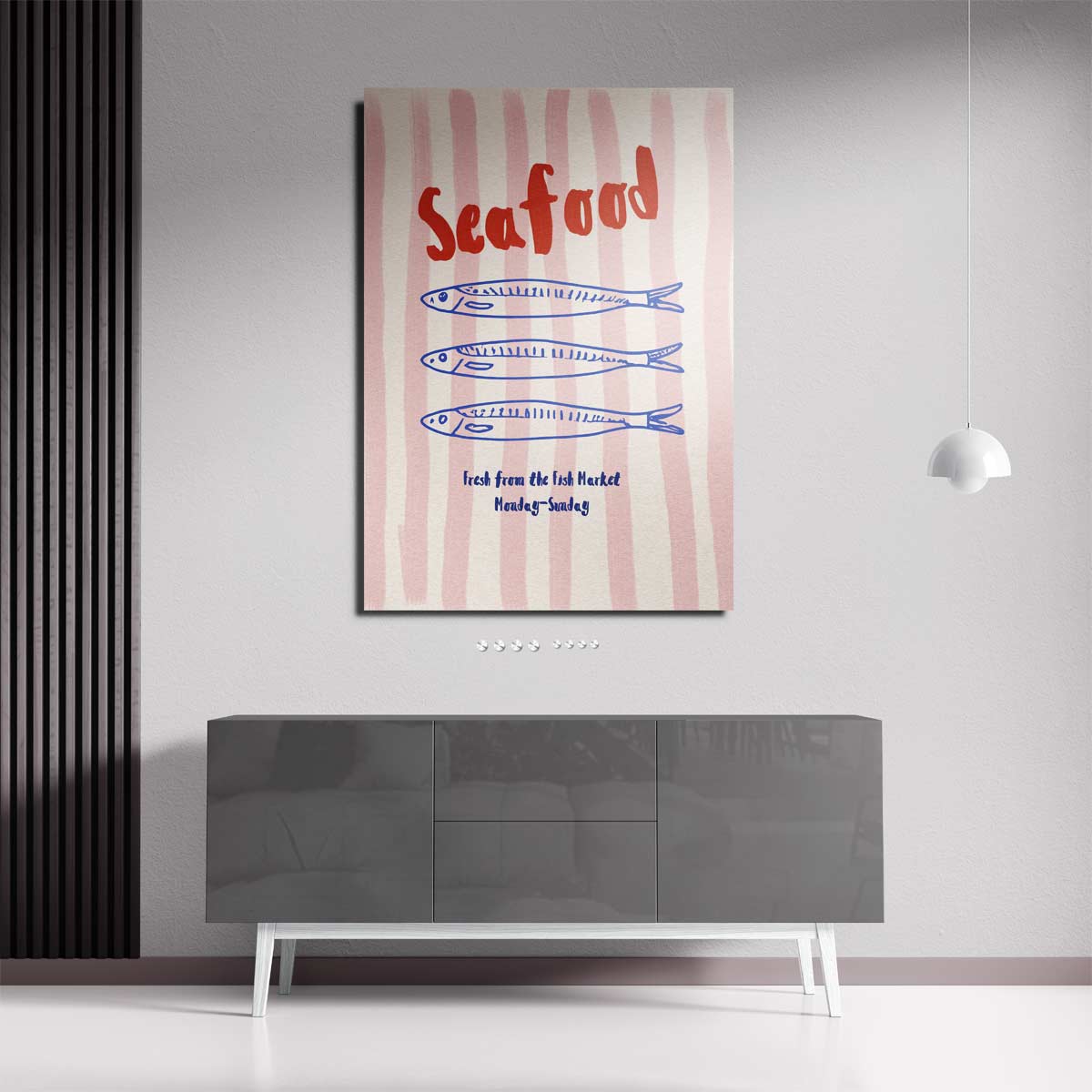 Seafood Marktplaats Poster – dibond wanddecoratie in staand formaat