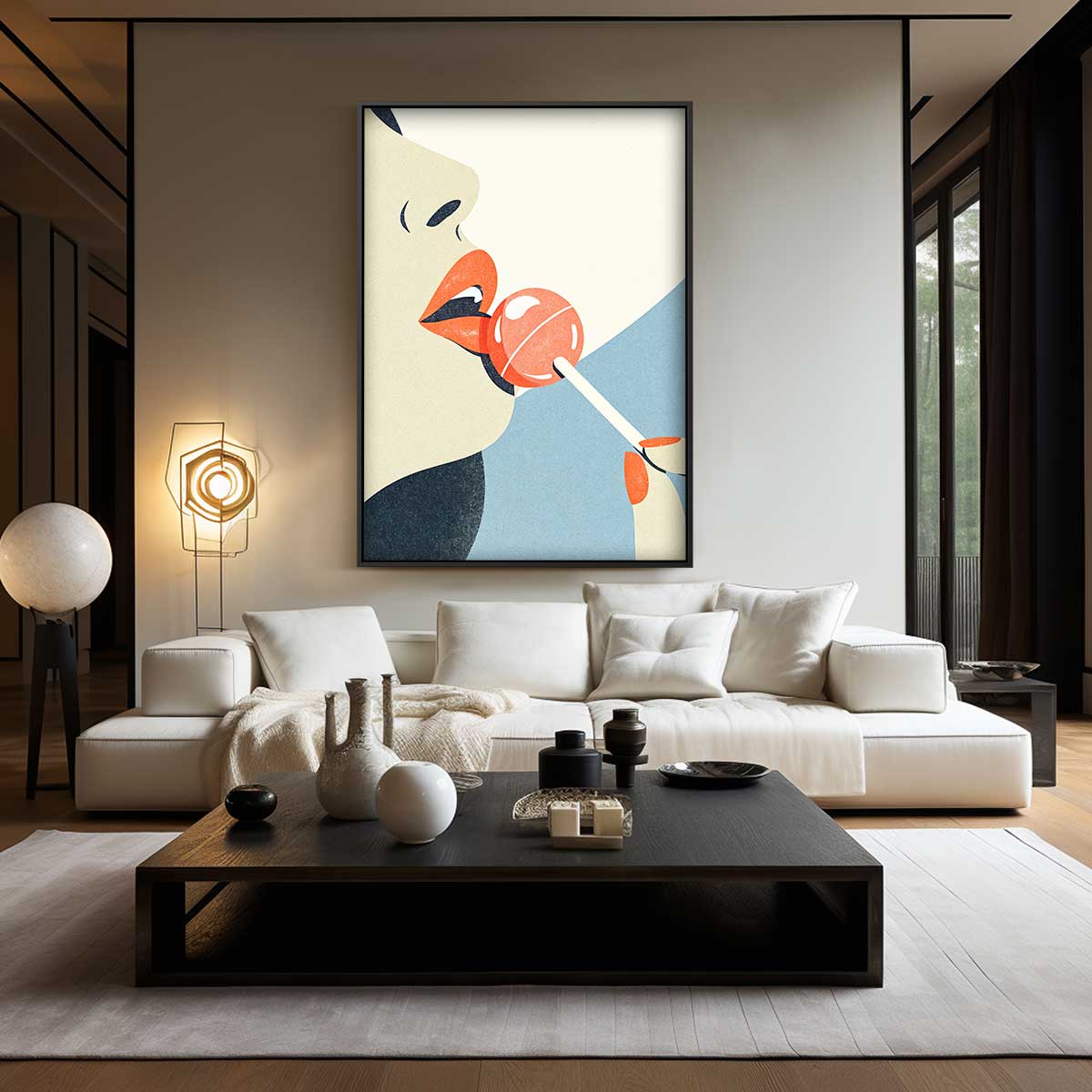 Verleidelijke Kunst met Lolly – staand kunstwerk voor modern interieur