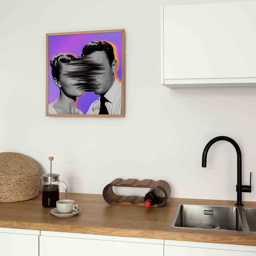 Vervormde gezichten – kleurrijke Pop Art poster in vierkant formaat