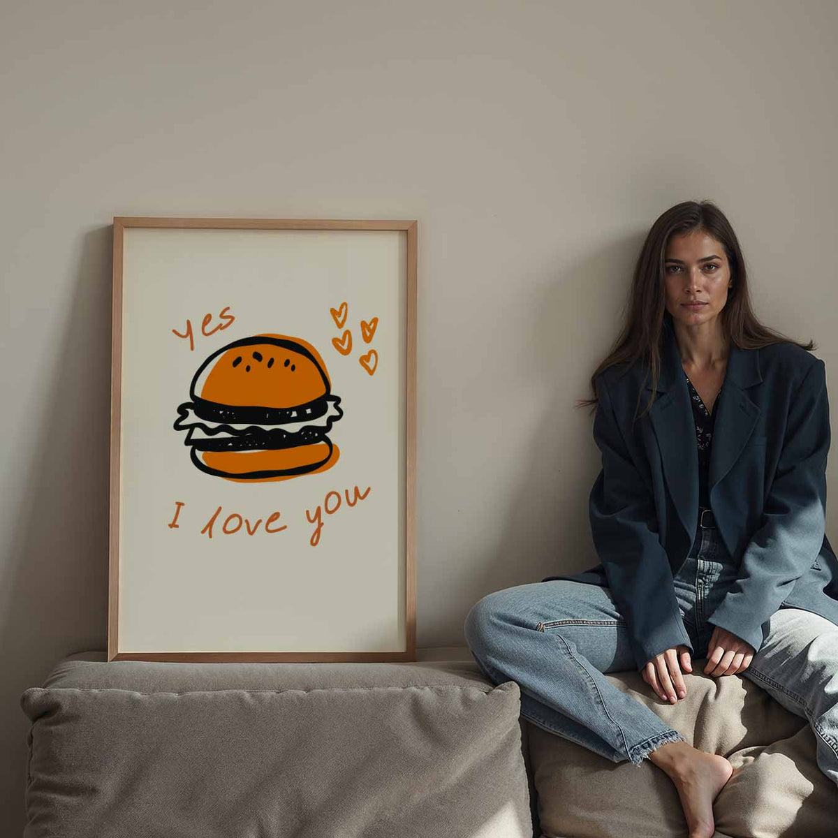 Liefdevolle Burger – staande keuken wanddecoratie van WallArtistic
