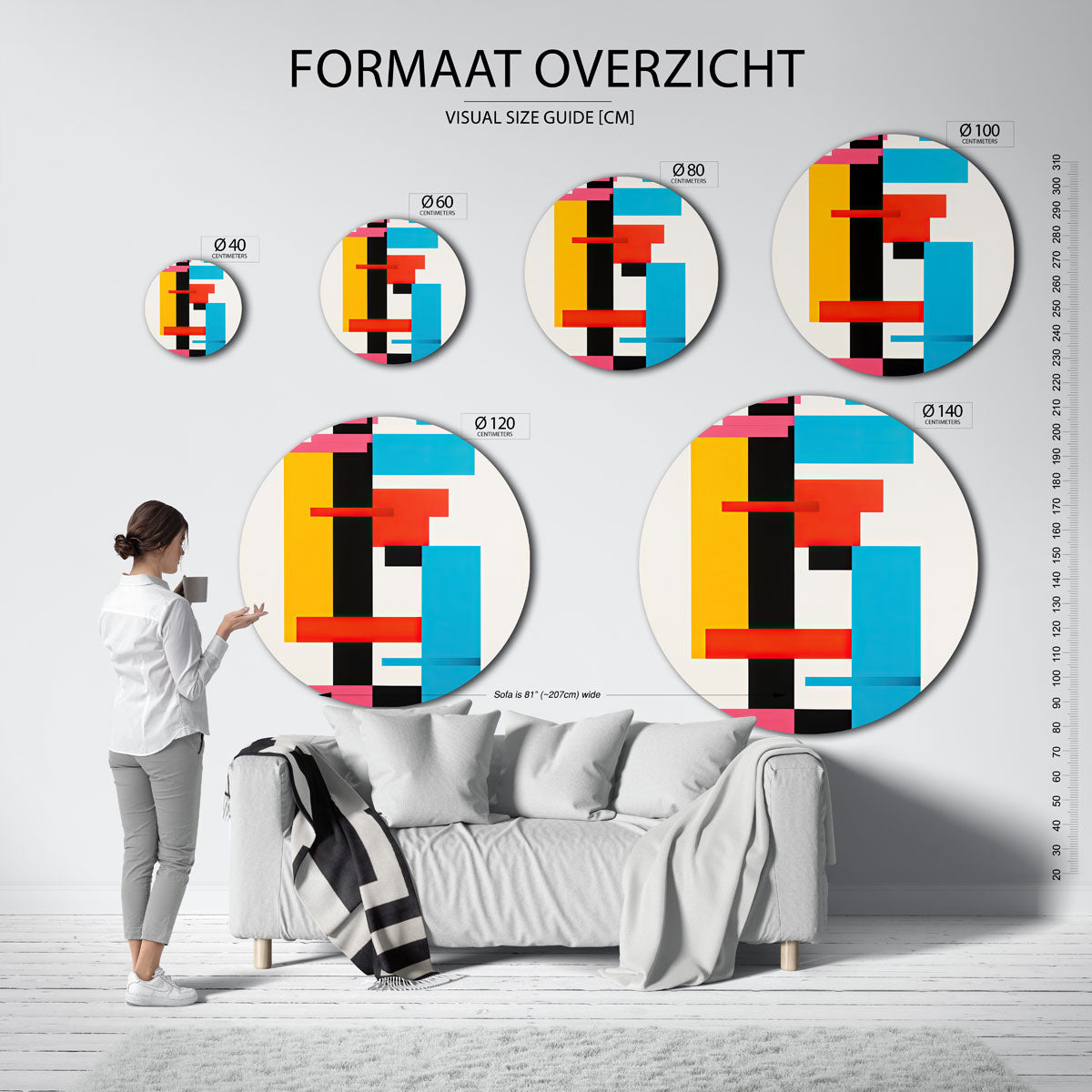 Geometrische vormen – abstracte wandkunst met textuur als muurcirkel
