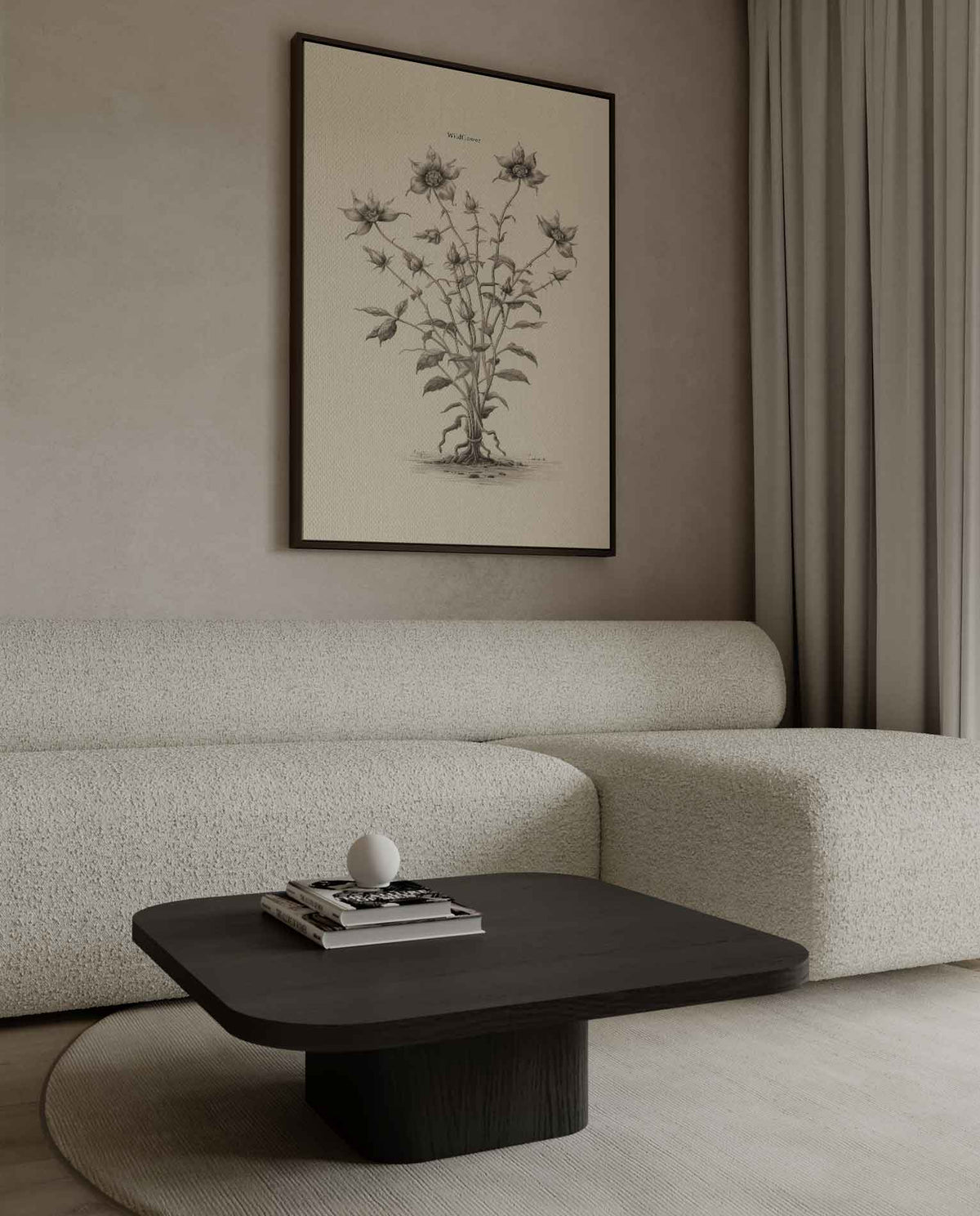 Sierlijke Wilde Bloem Illustratie – canvas kunstwerk als wanddecoratie