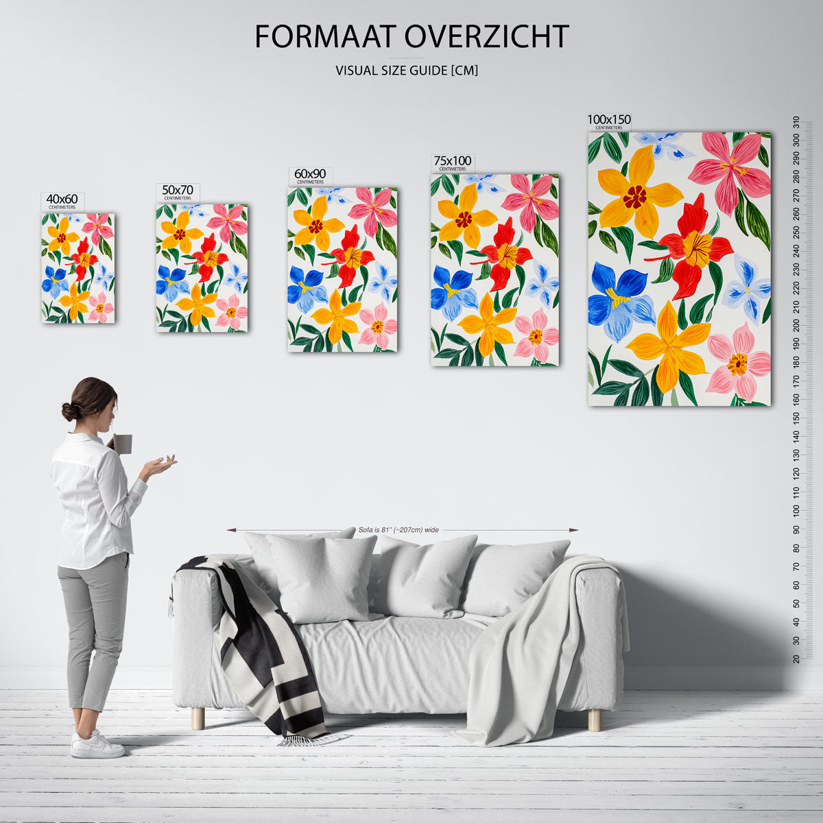 Bloemencompositie – staand wanddecoratie kunstwerk
