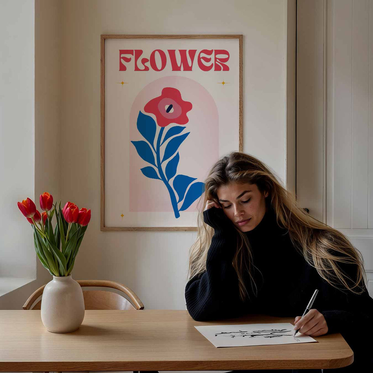 Vrolijke Bloemenpracht – bloemen poster als moderne staande wanddecoratie