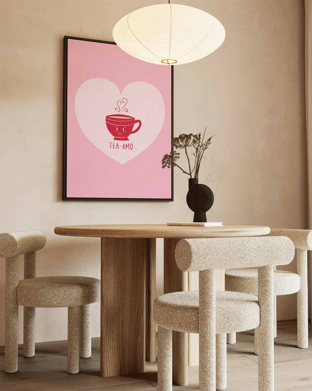 Tea-Amo Hart Poster – kunstwerk met zwarte baklijst