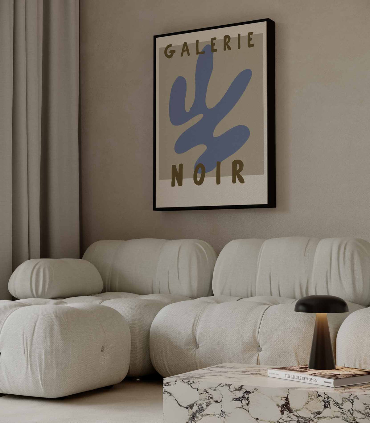Retro Abstract Blauw en Bruin Poster – staande wandkunst voor woonkamer of interieur