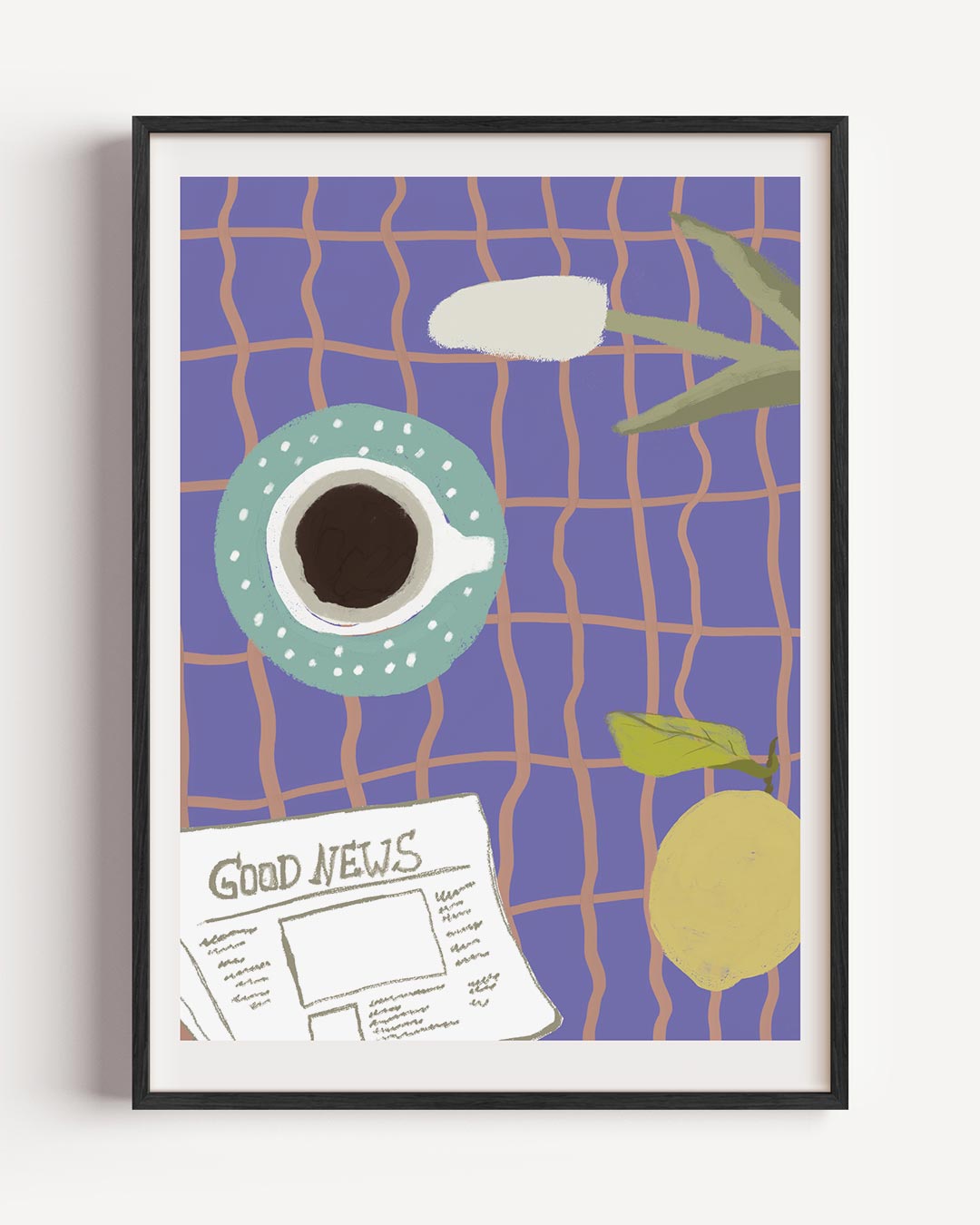 Vrolijke Koffietijd – keuken portret poster als wanddecoratie