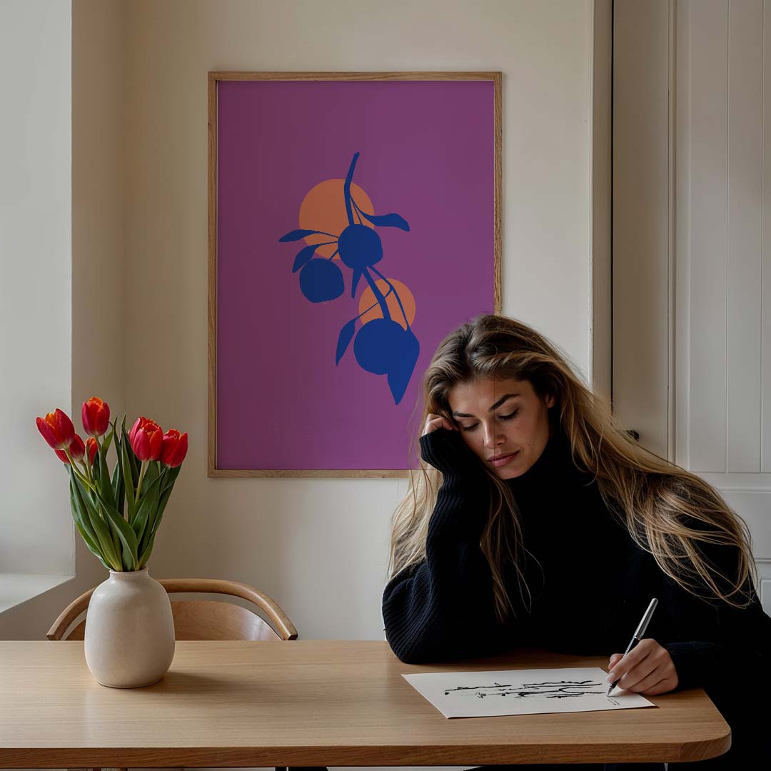 Fruitige Kunstprint – bloemen poster in staand formaat