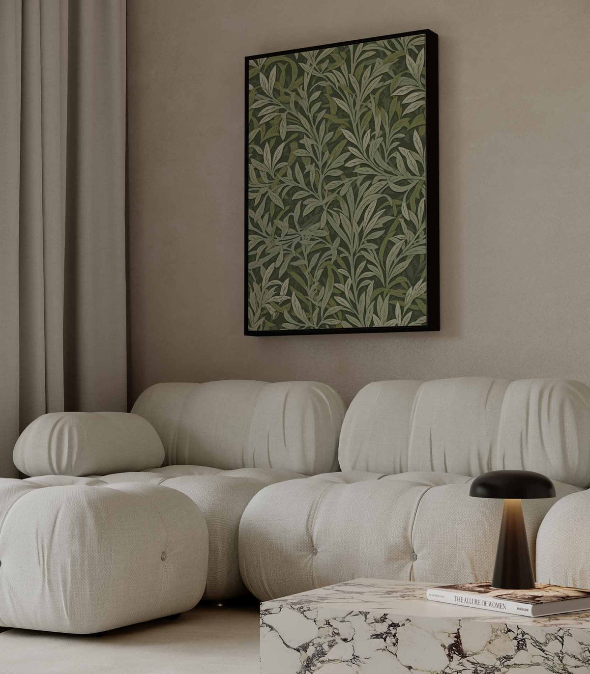 Groene Bladpatroon Wanddecoratie – portret wandkunst van WallArtistic