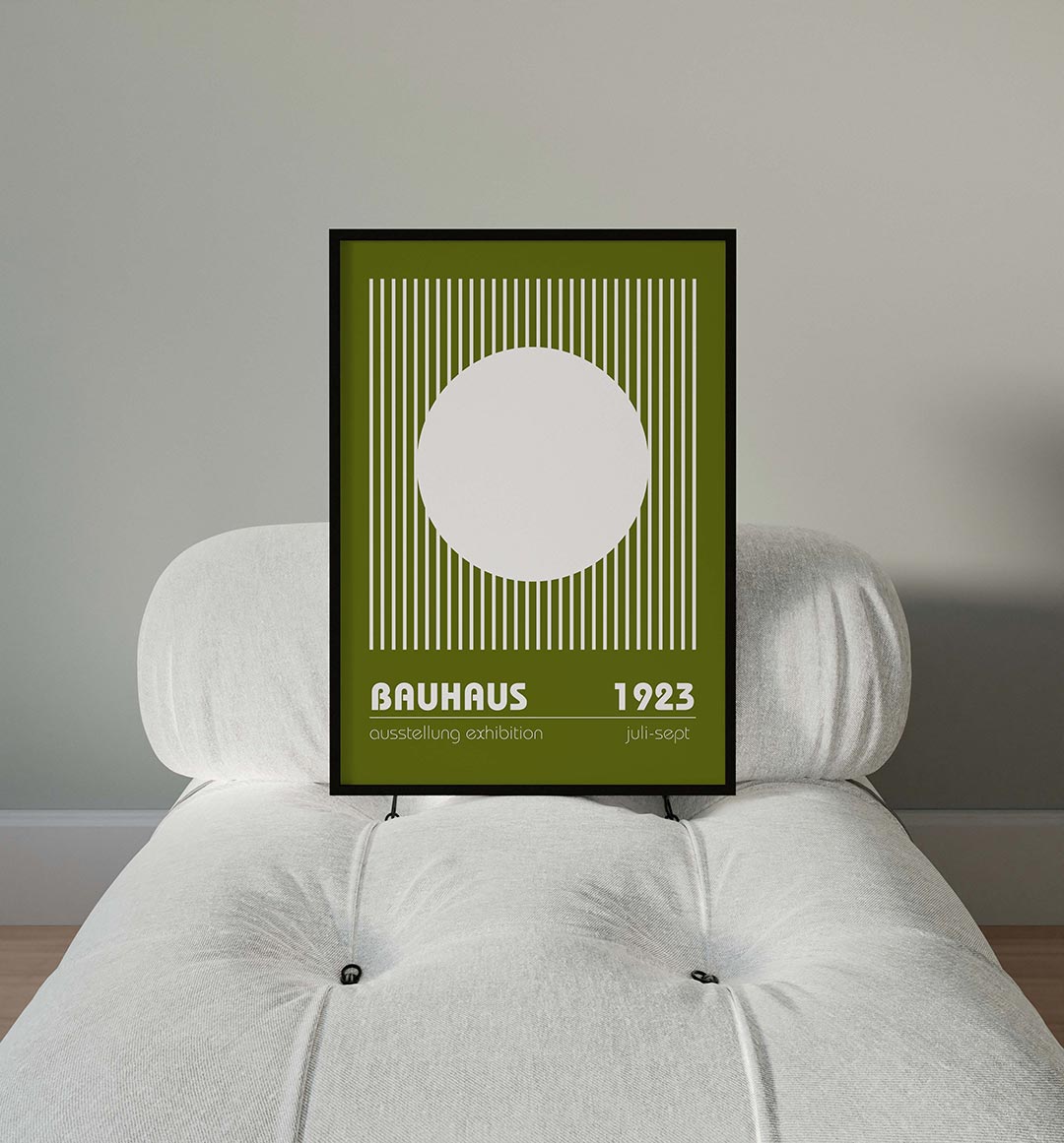 Lijnen en cirkel – moderne Bauhaus wandkunst als poster