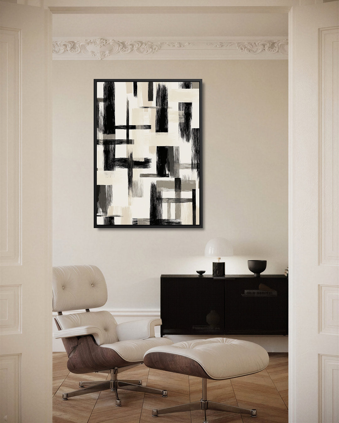 Dynamische lijnen compositie – moderne staande wandkunst