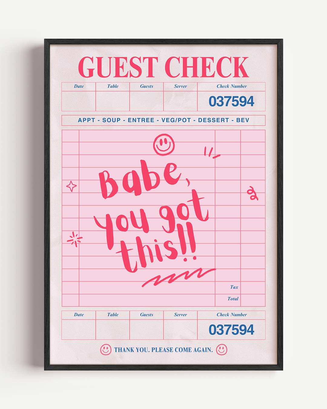 Babe You Got This – zomer portret poster als wanddecoratie