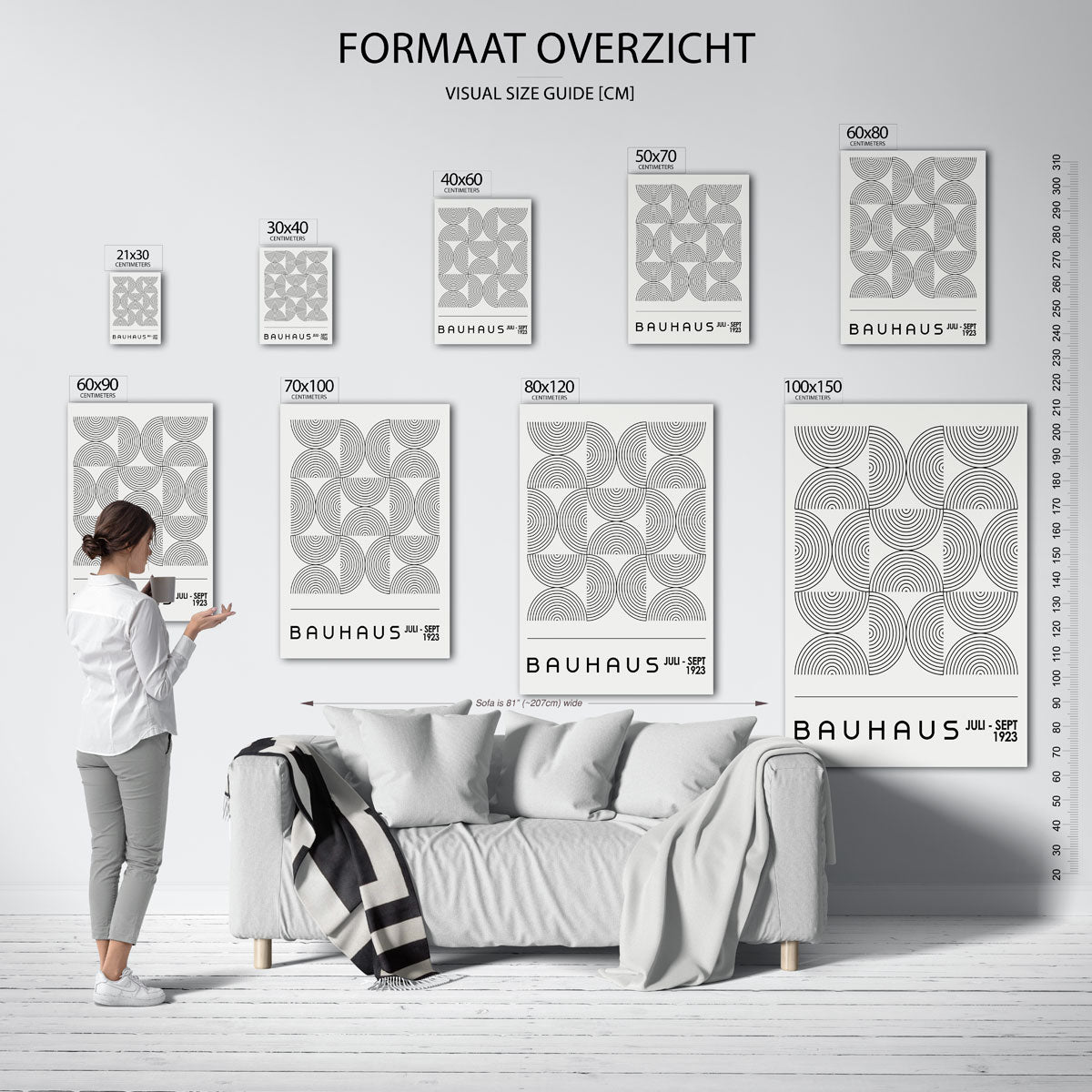 Cirkelpatroon lijnen – geometrische poster in Bauhaus-stijl van WallArtistic