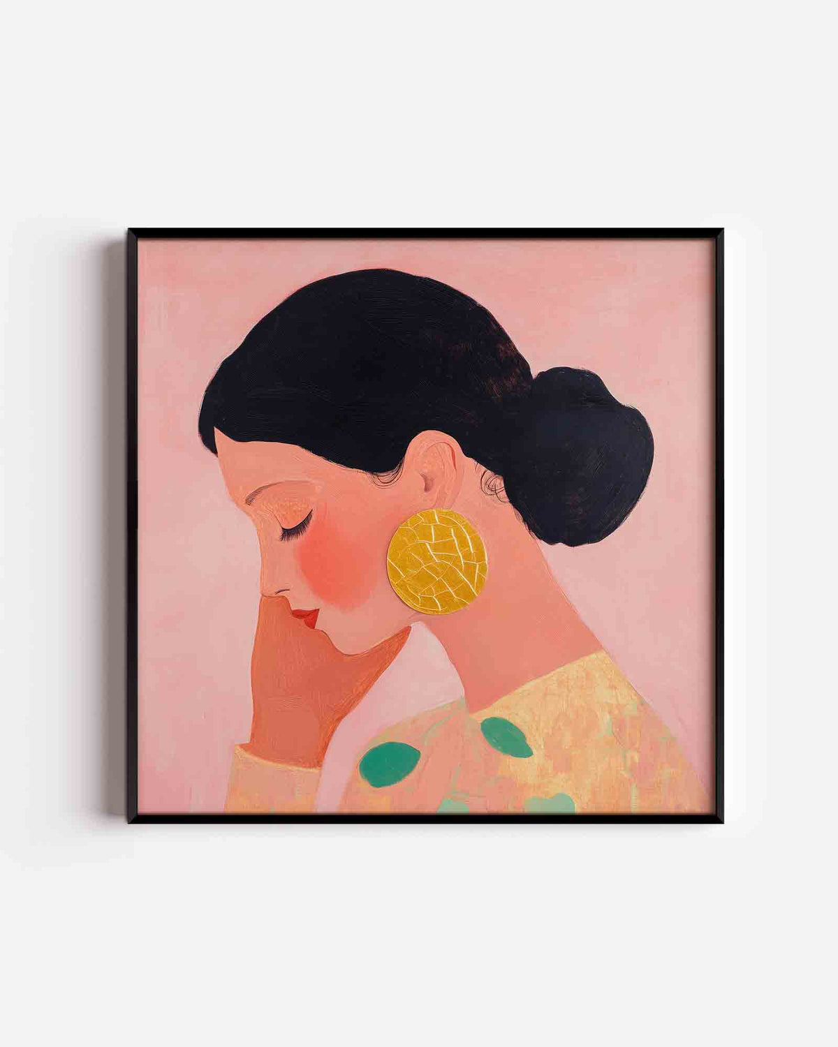 Vrouw met gouden oorbel – moderne vierkante poster als wanddecoratie