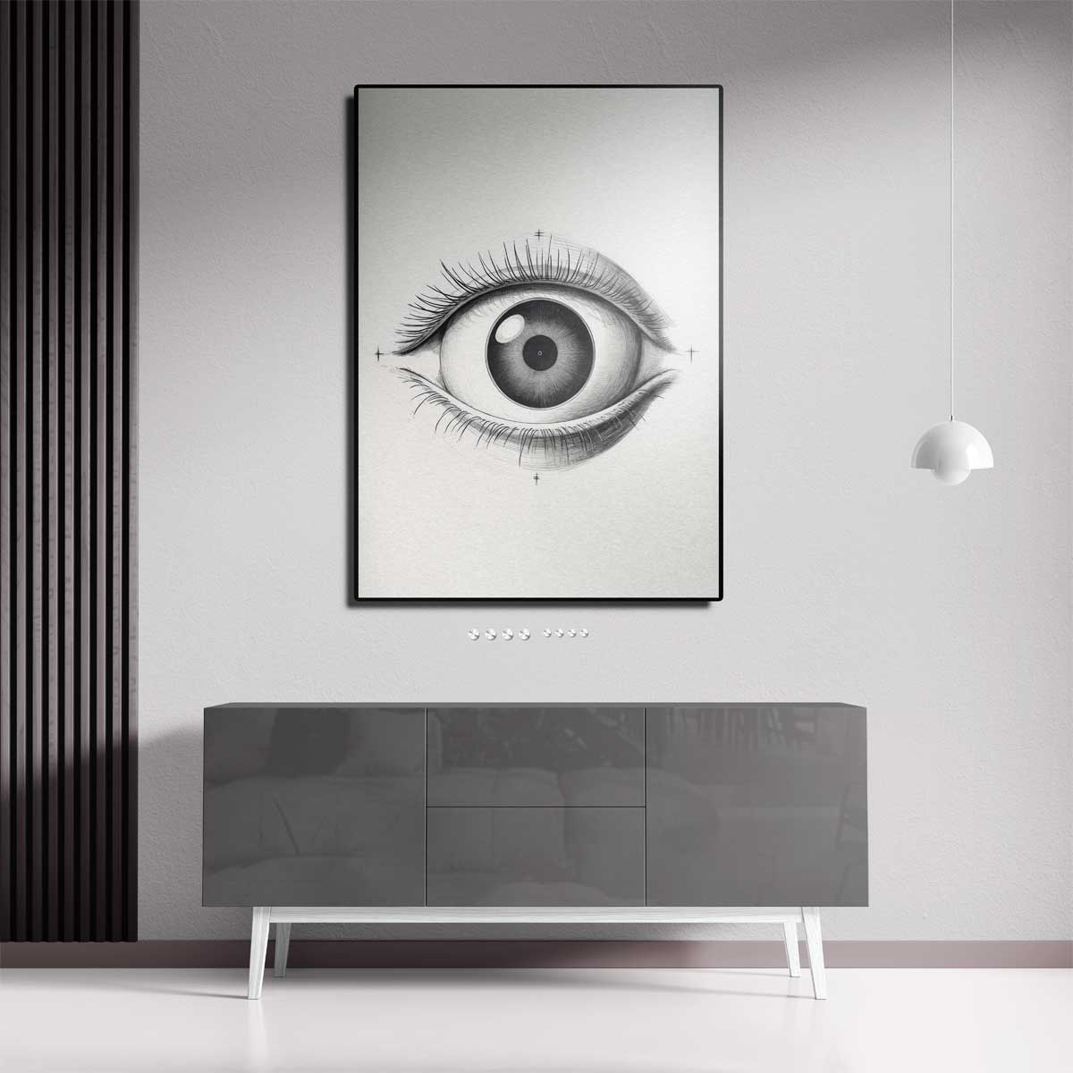 Intrigerend Potloodtekening Oog – canvas kunstwerk als wanddecoratie