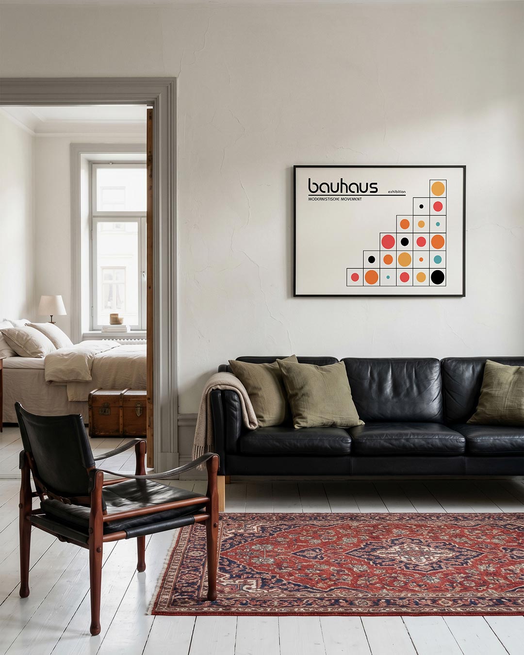Vorm en kleurvlakken – geometrische Bauhaus poster in liggend formaat