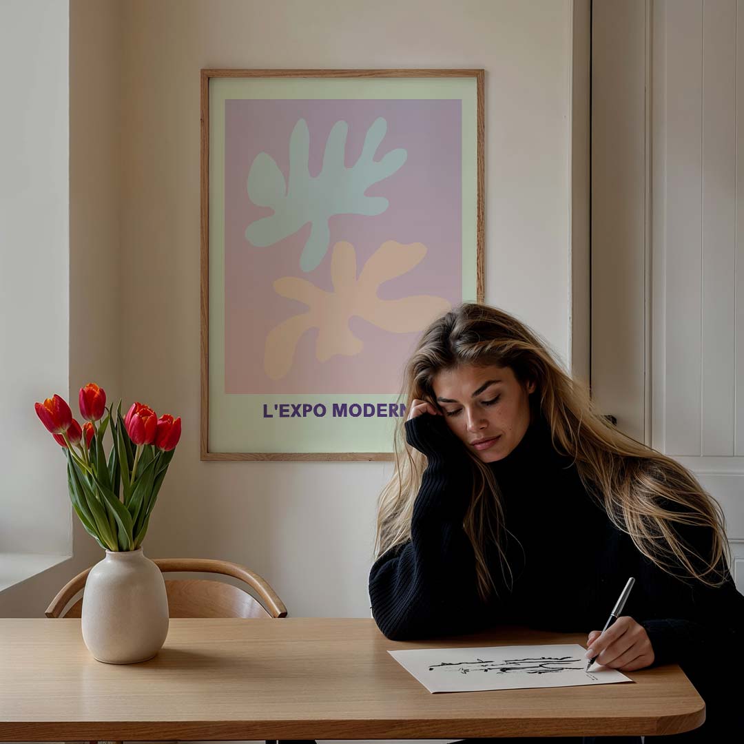 Moderne Kleurenexplosie – staande muurposter met kleurrijke abstracte vormen