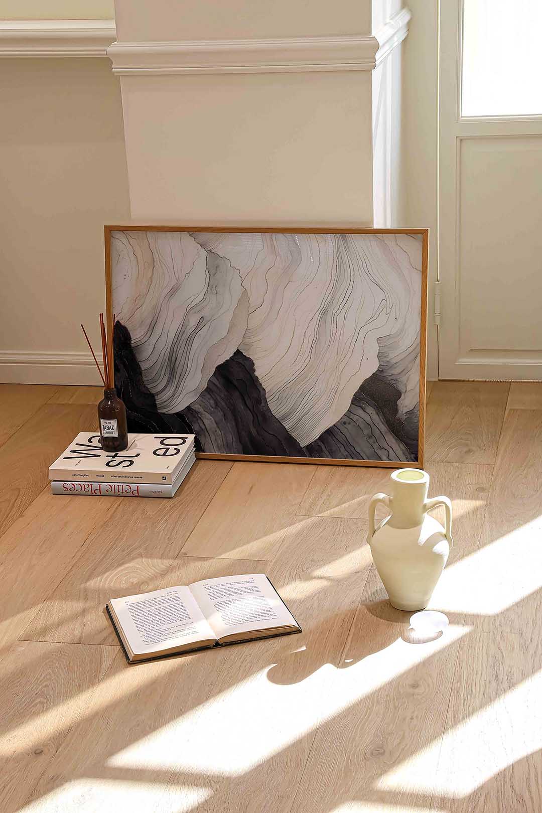 Golvende lijnen – liggende abstracte wanddecoratie van WallArtistic