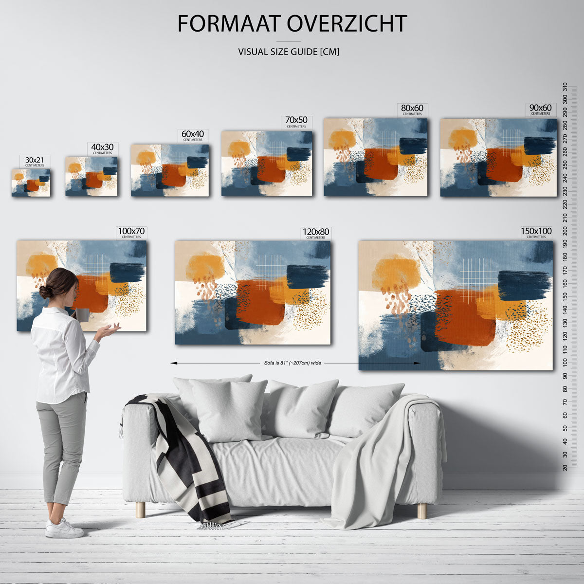 Abstracte vormen – liggende muurposter met abstracte vormen