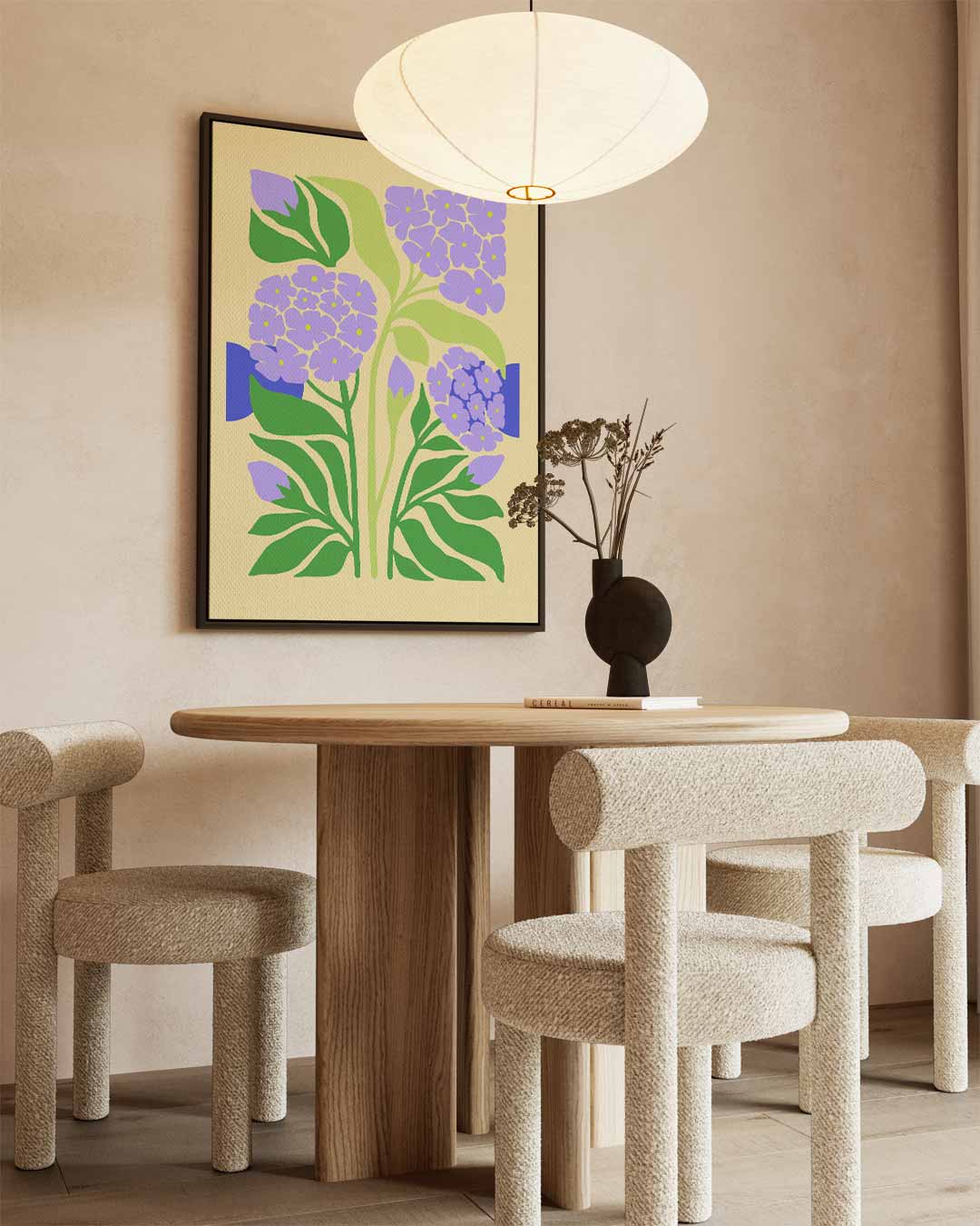 Bloemenpracht in Lila – staande wandkunst voor woonkamer of interieur