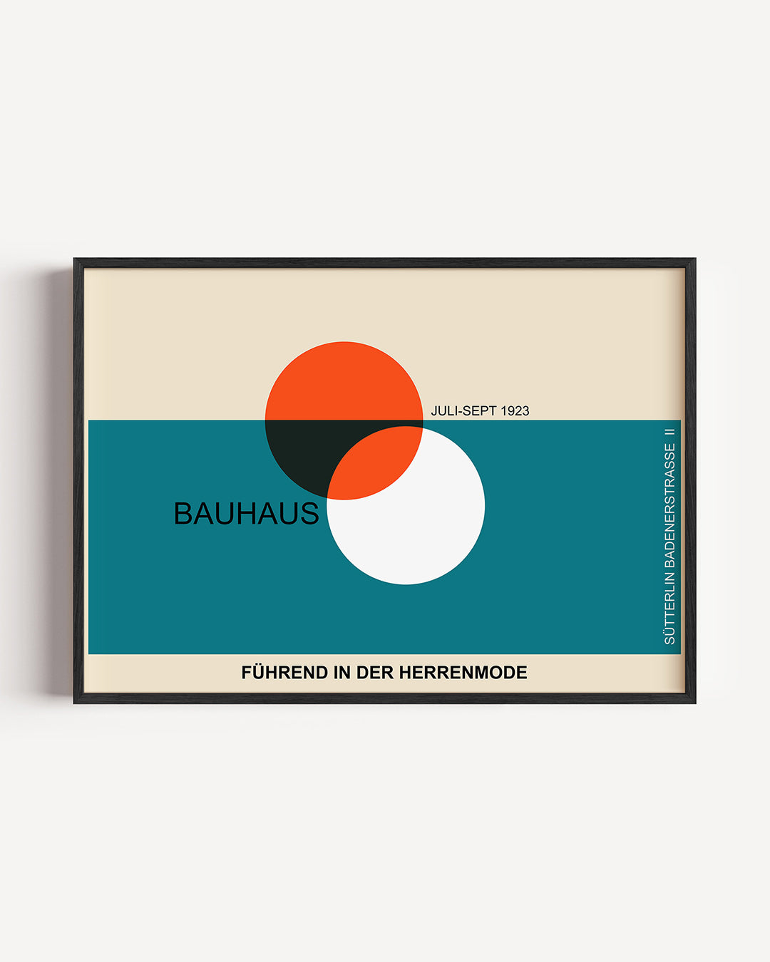 Vormen en kleurvlakken – liggende Bauhaus poster als wanddecoratie