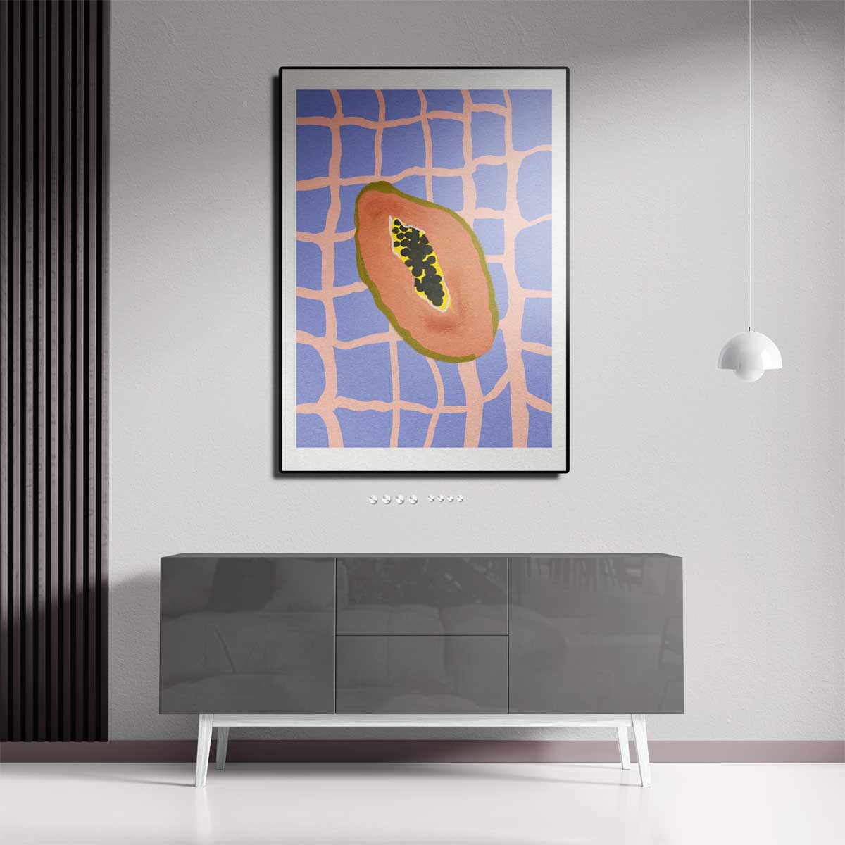Tropische Papaya Vibes – canvas kunstwerk als wanddecoratie