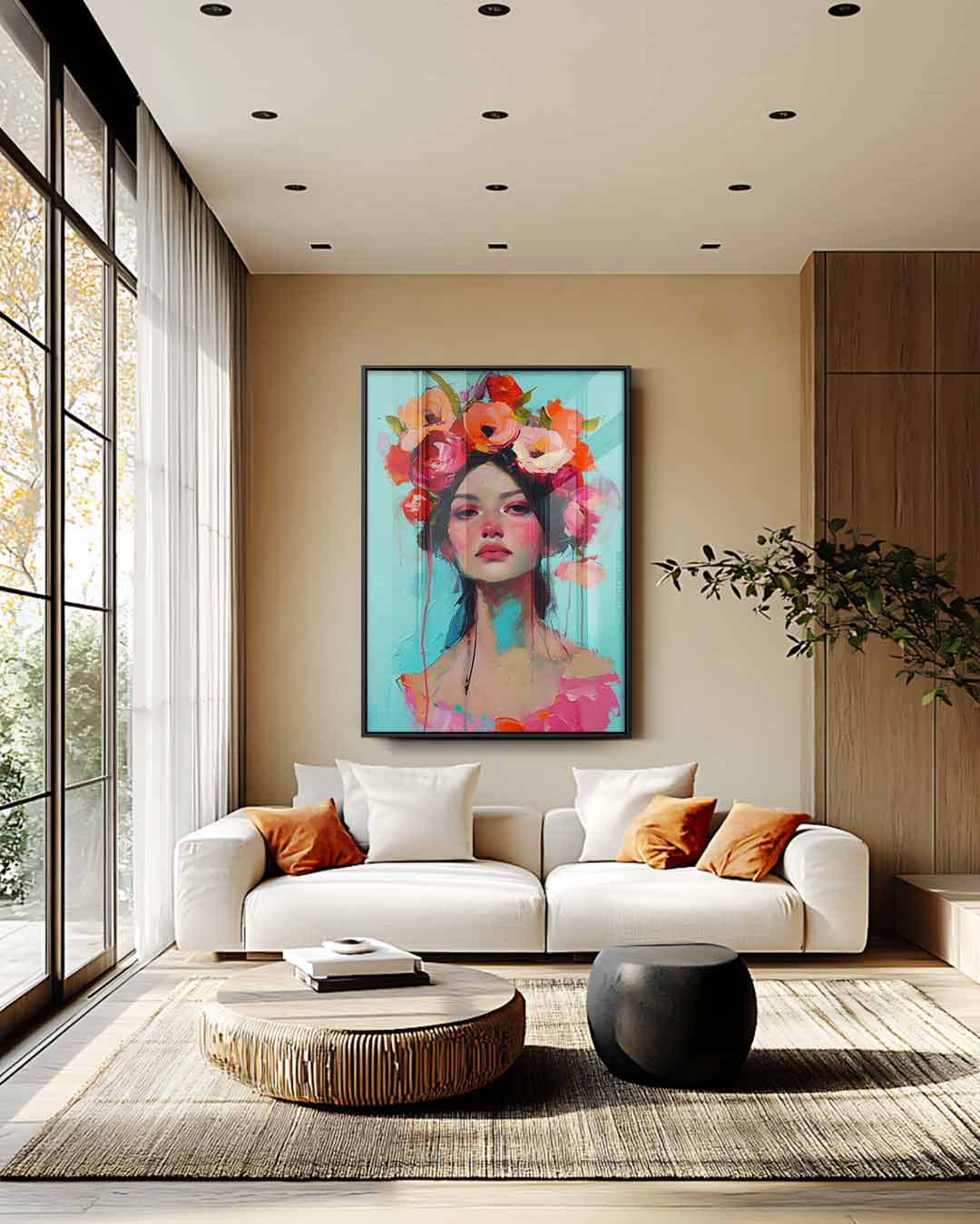 Bloemige Portretpracht – plexiglas wanddecoratie in portret formaat