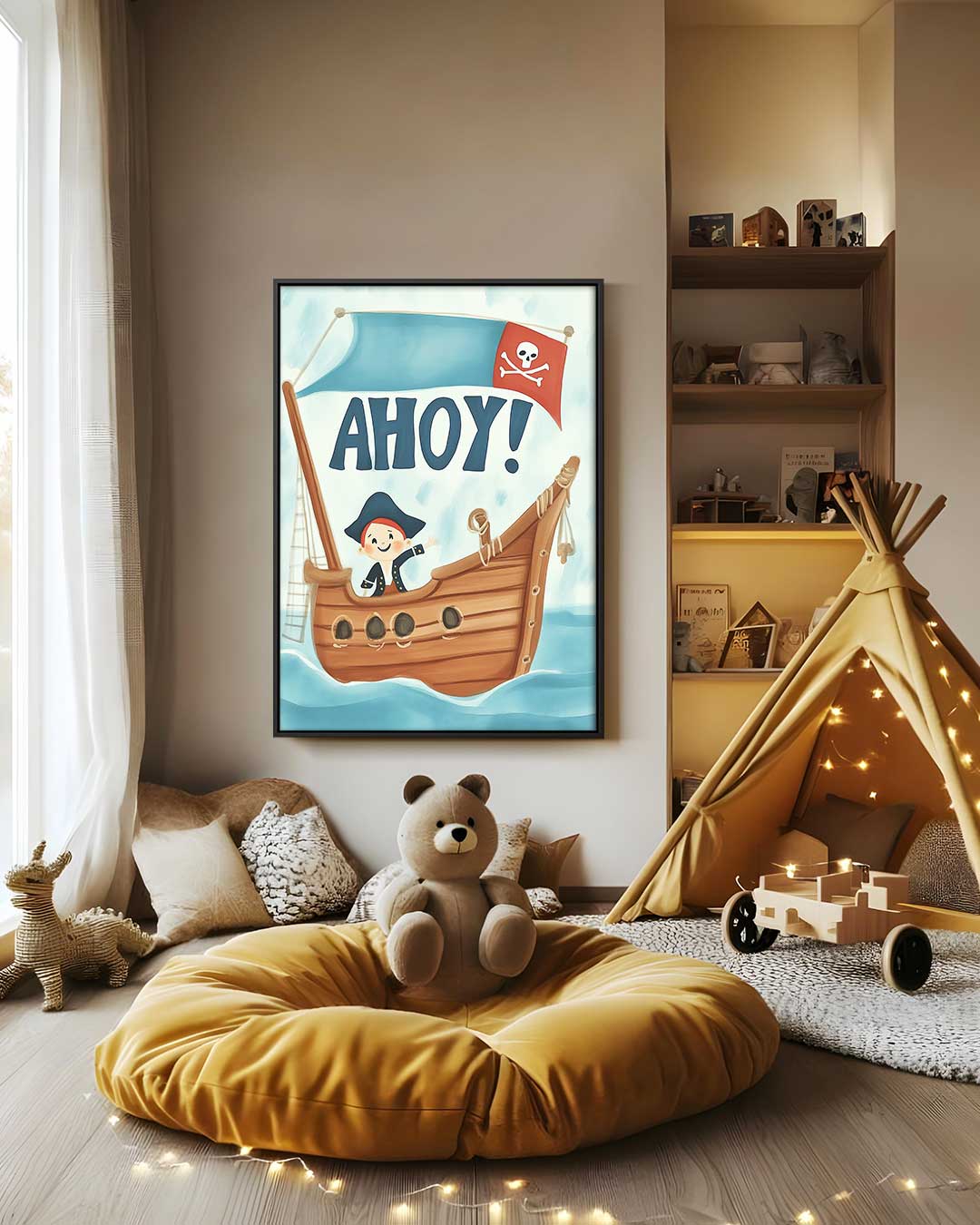 Piratenpret op Zee – staand kunstwerk voor modern interieur