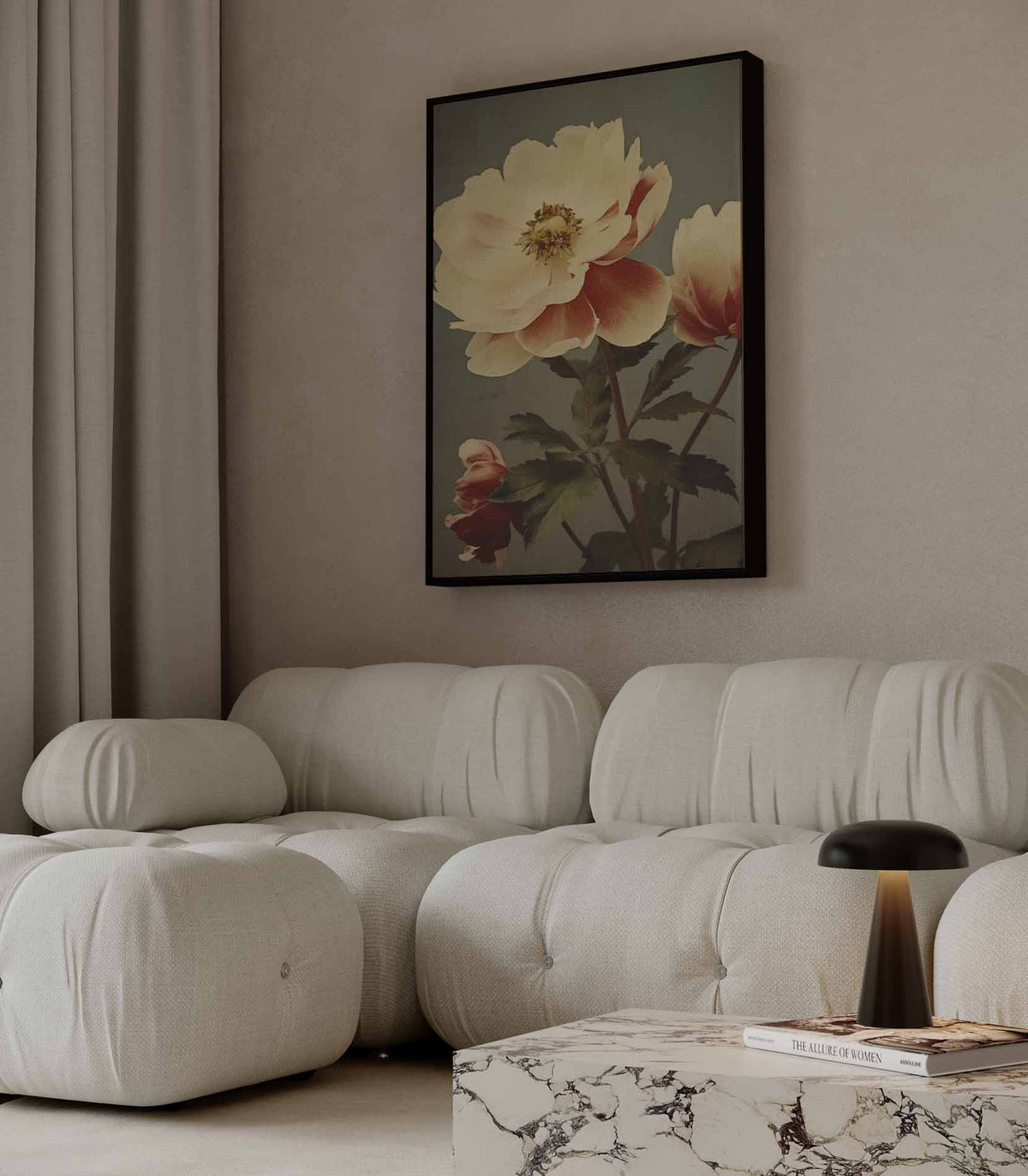 Tijdloze Pioenroos Elegantie – dibond wanddecoratie in staand formaat