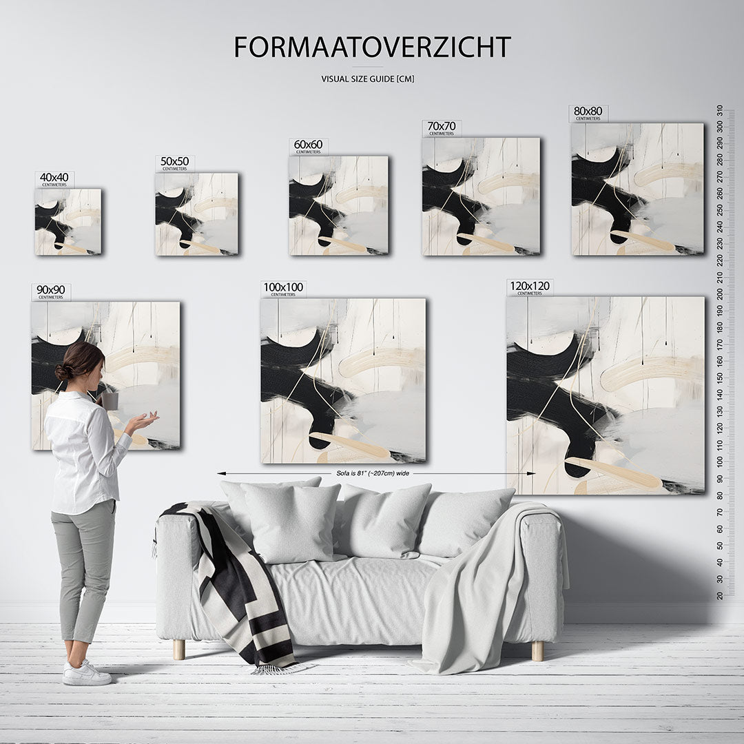 Dynamische lijnen kunstwerk – materiaalweergave – dit kunstwerk toont een spel van vloeiende lijnen en contrasterende vlakken