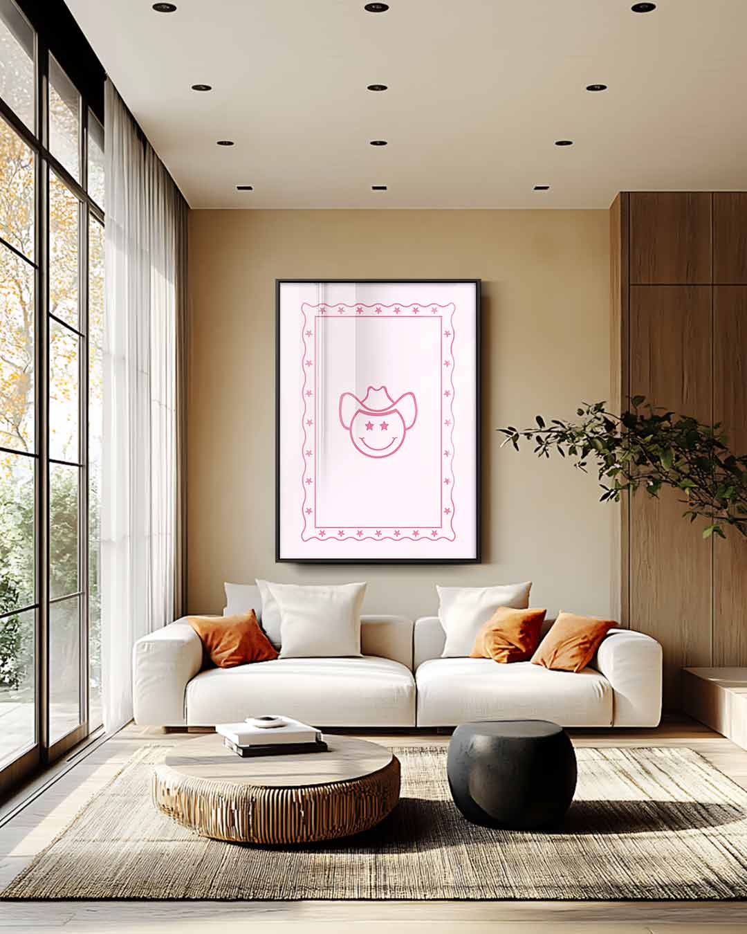 Cowboy Smiley Poster – plexiglas wanddecoratie in portret formaat